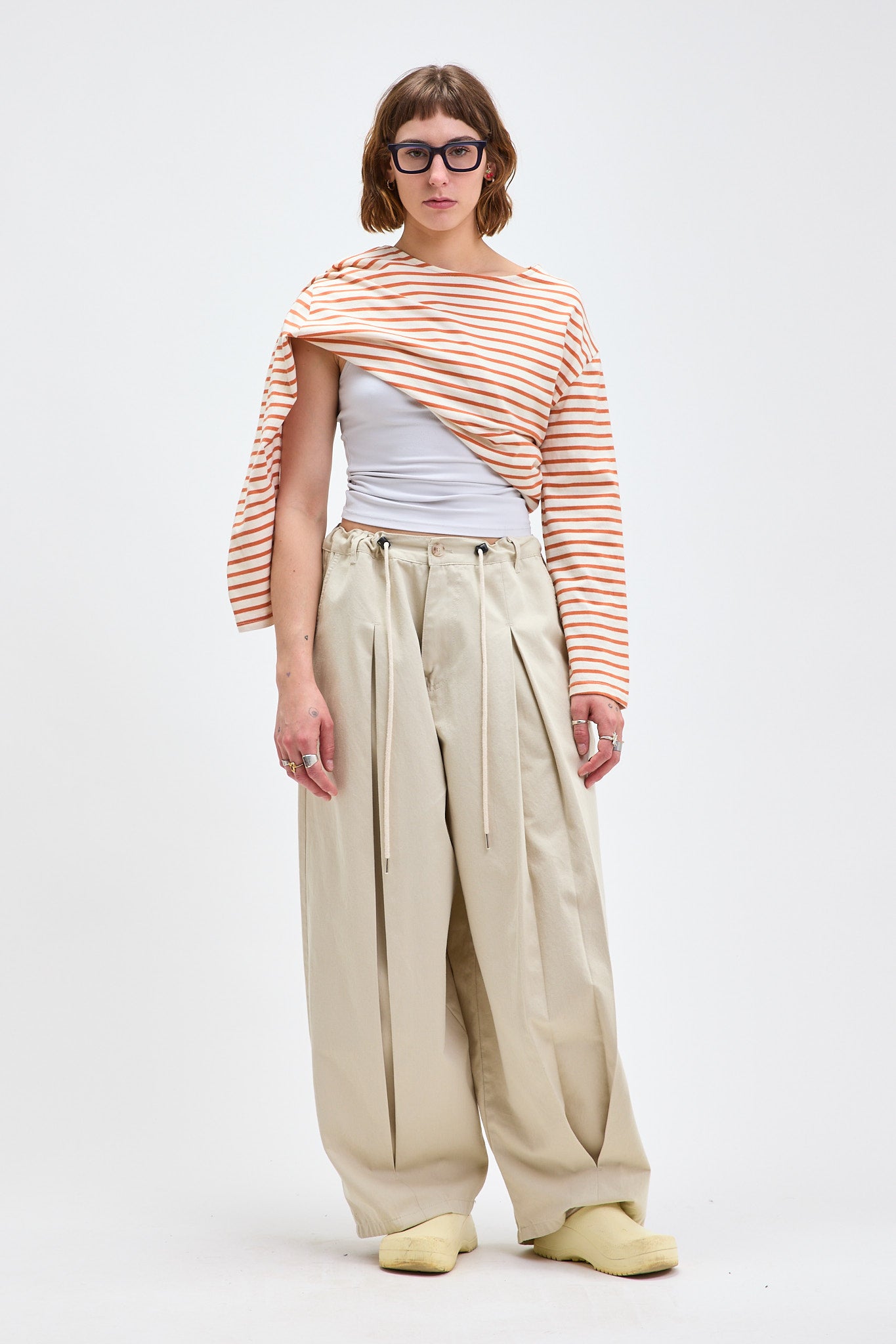 Pantalon en coton à plis creux