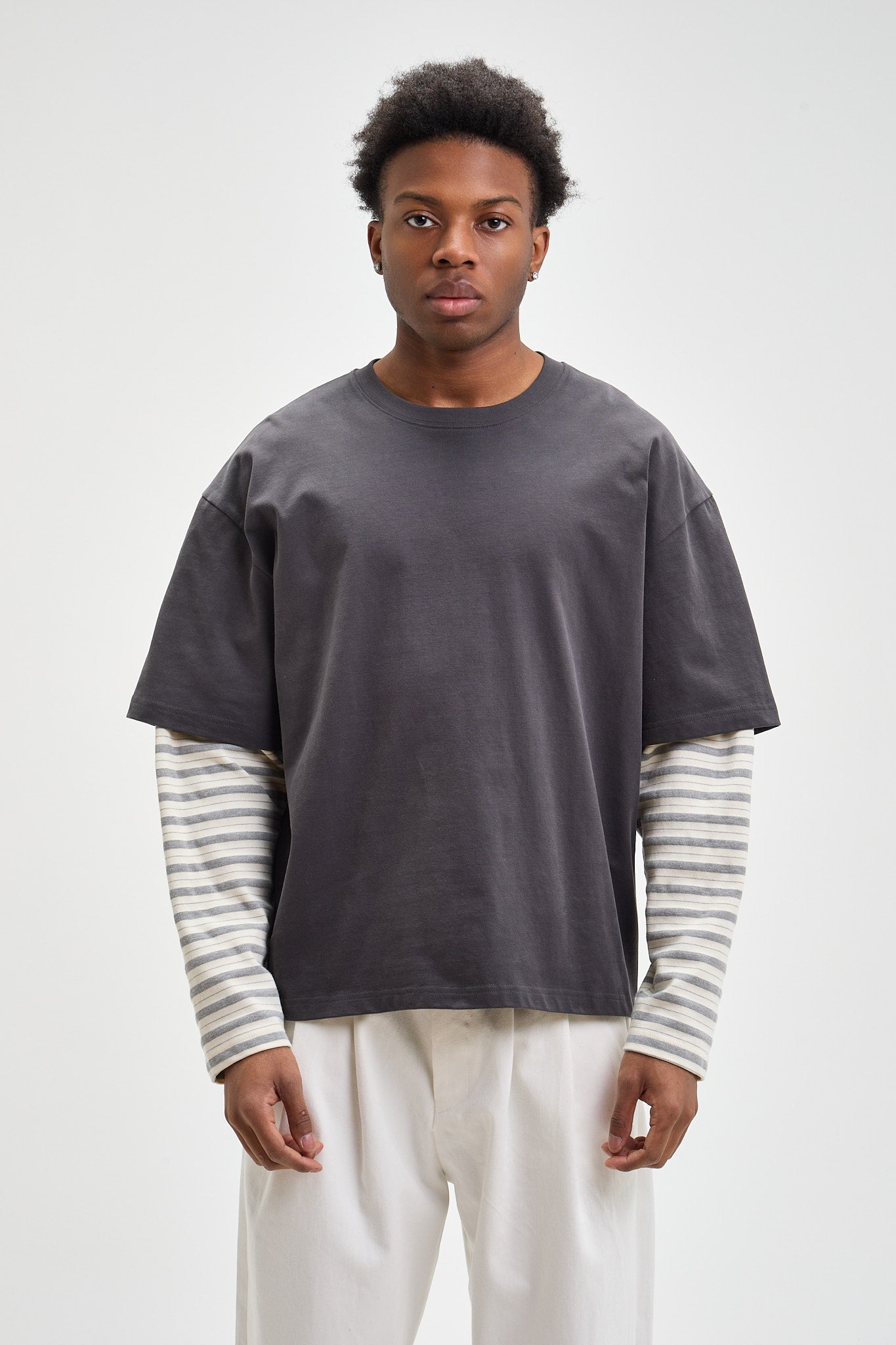 Layered Stripe Sleeve T-Shirt