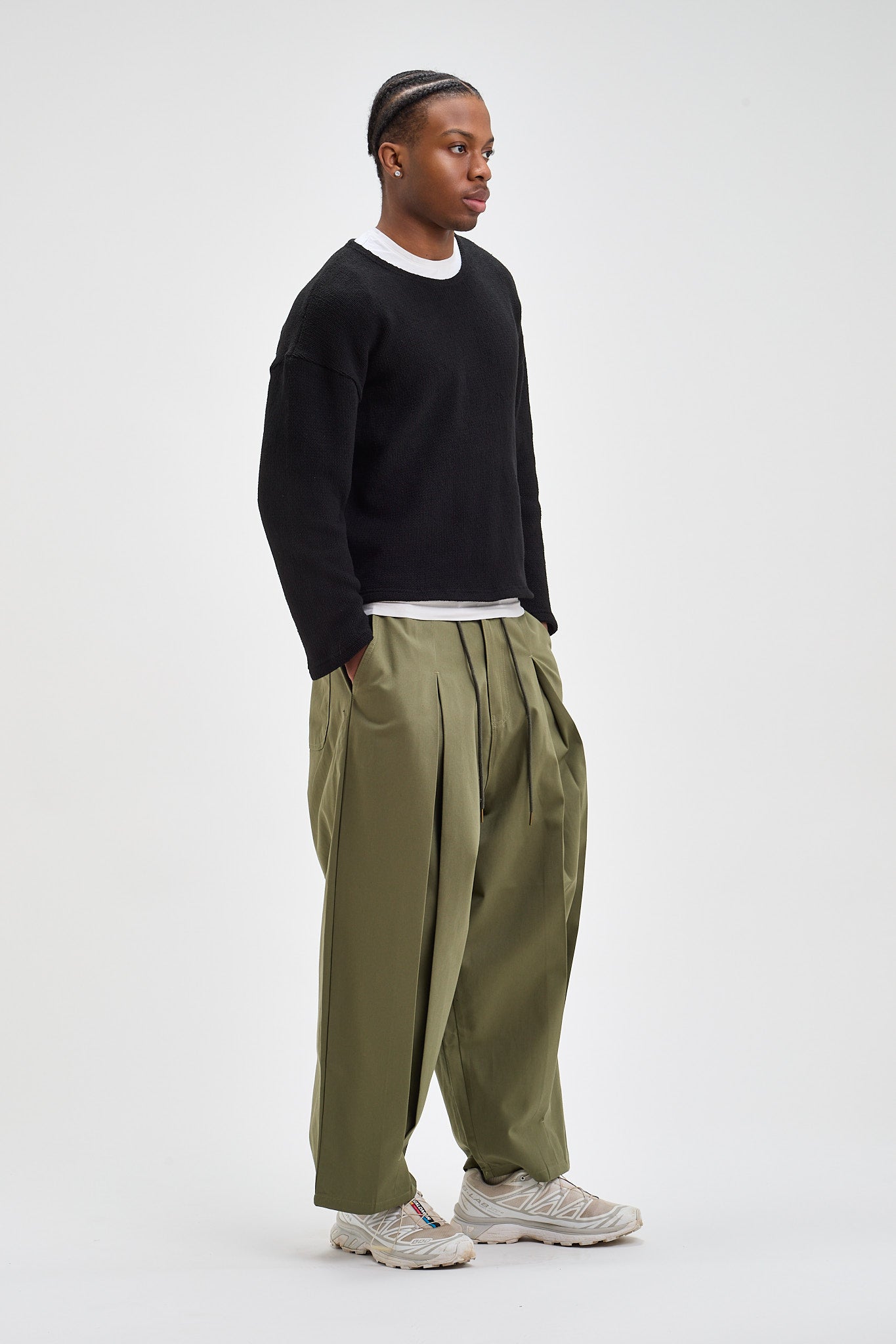 Pantalon en coton à plis creux