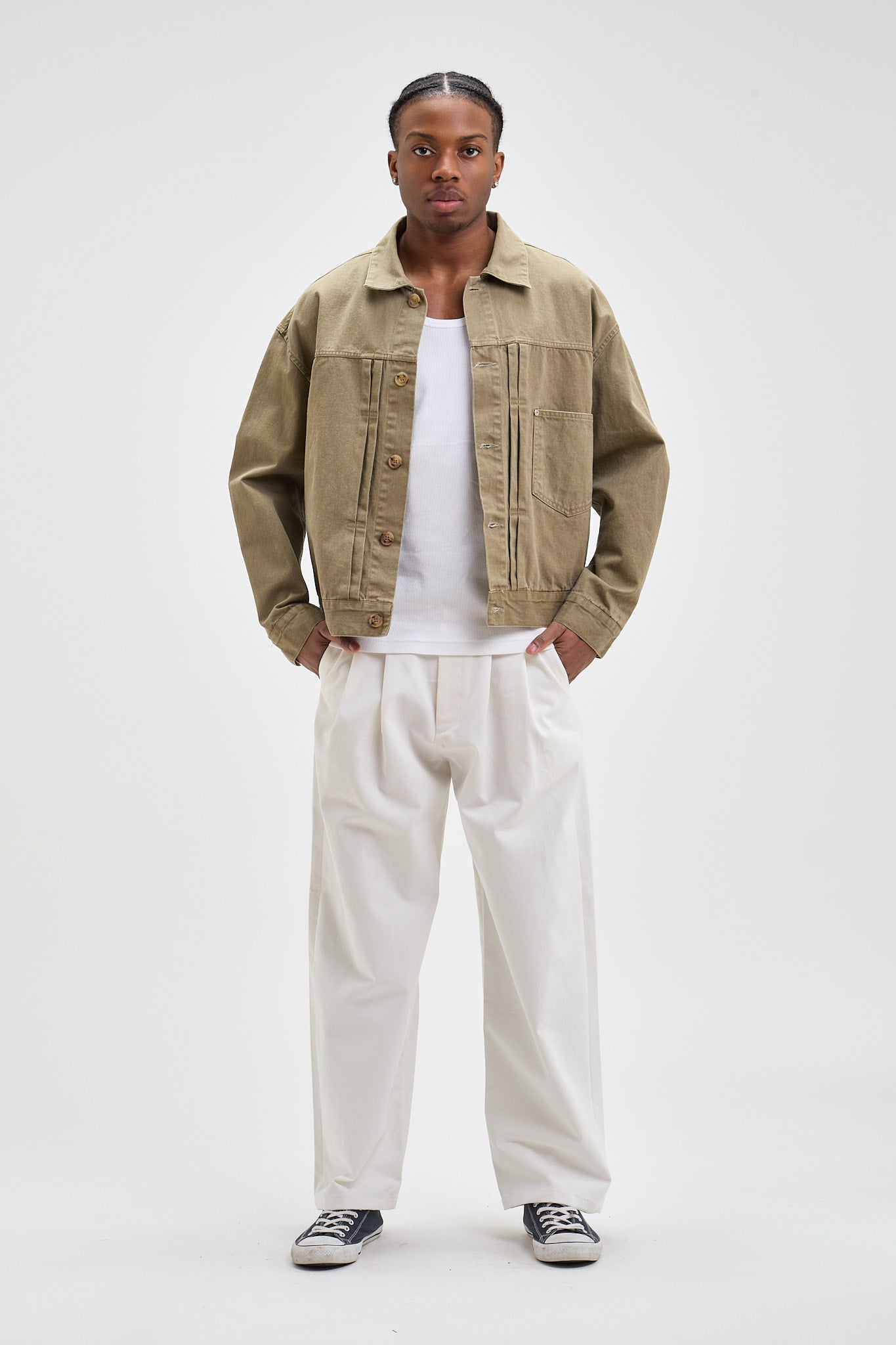 Pleated Cotton Trousers