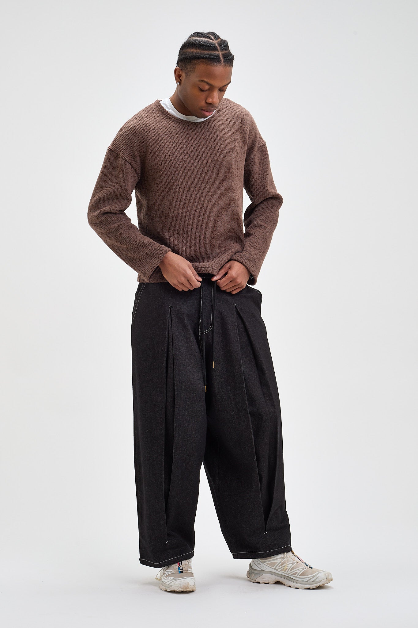 Denim Box Pleat Jeans