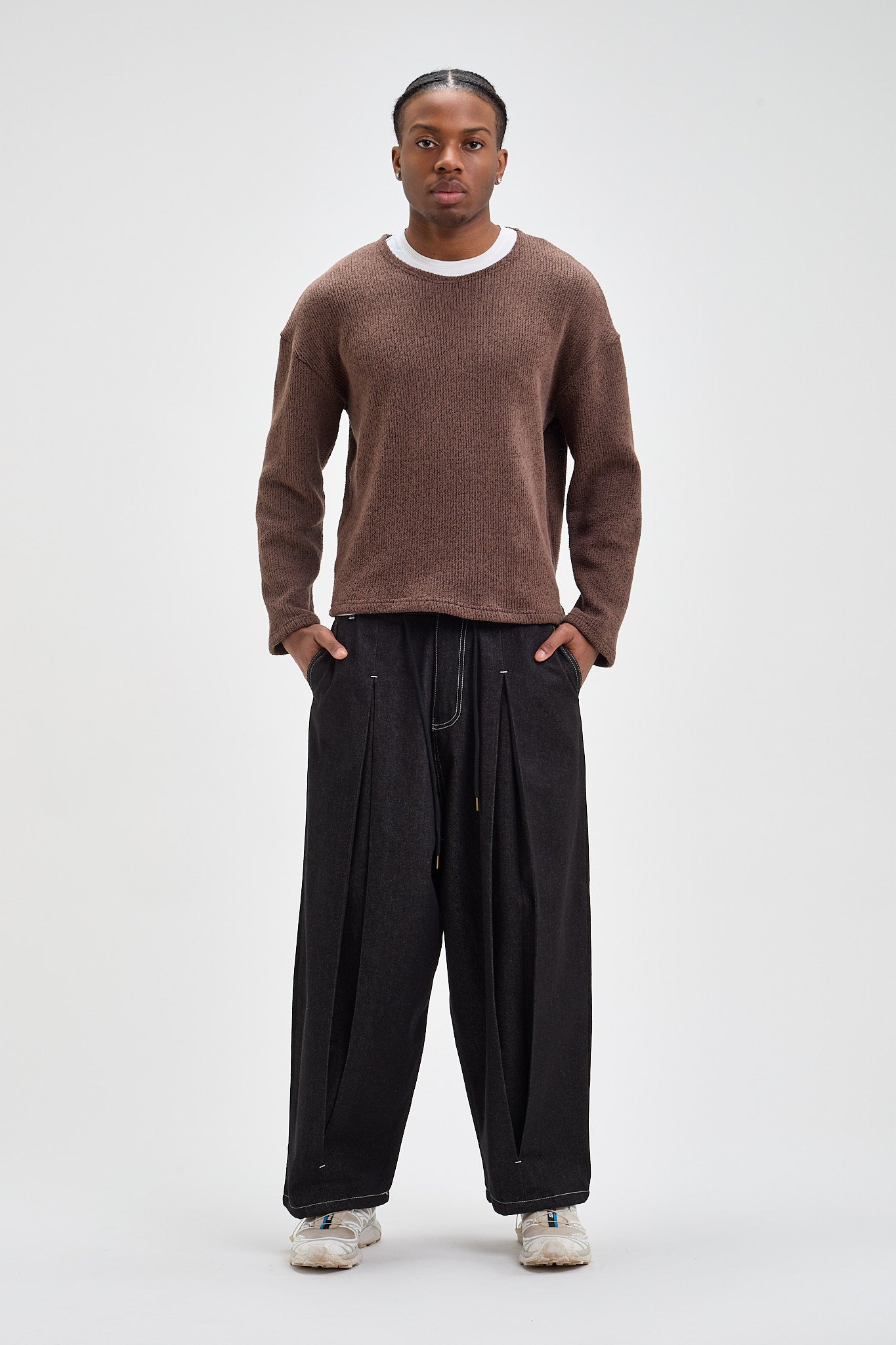 Dropped Shoulder Knit Sweater