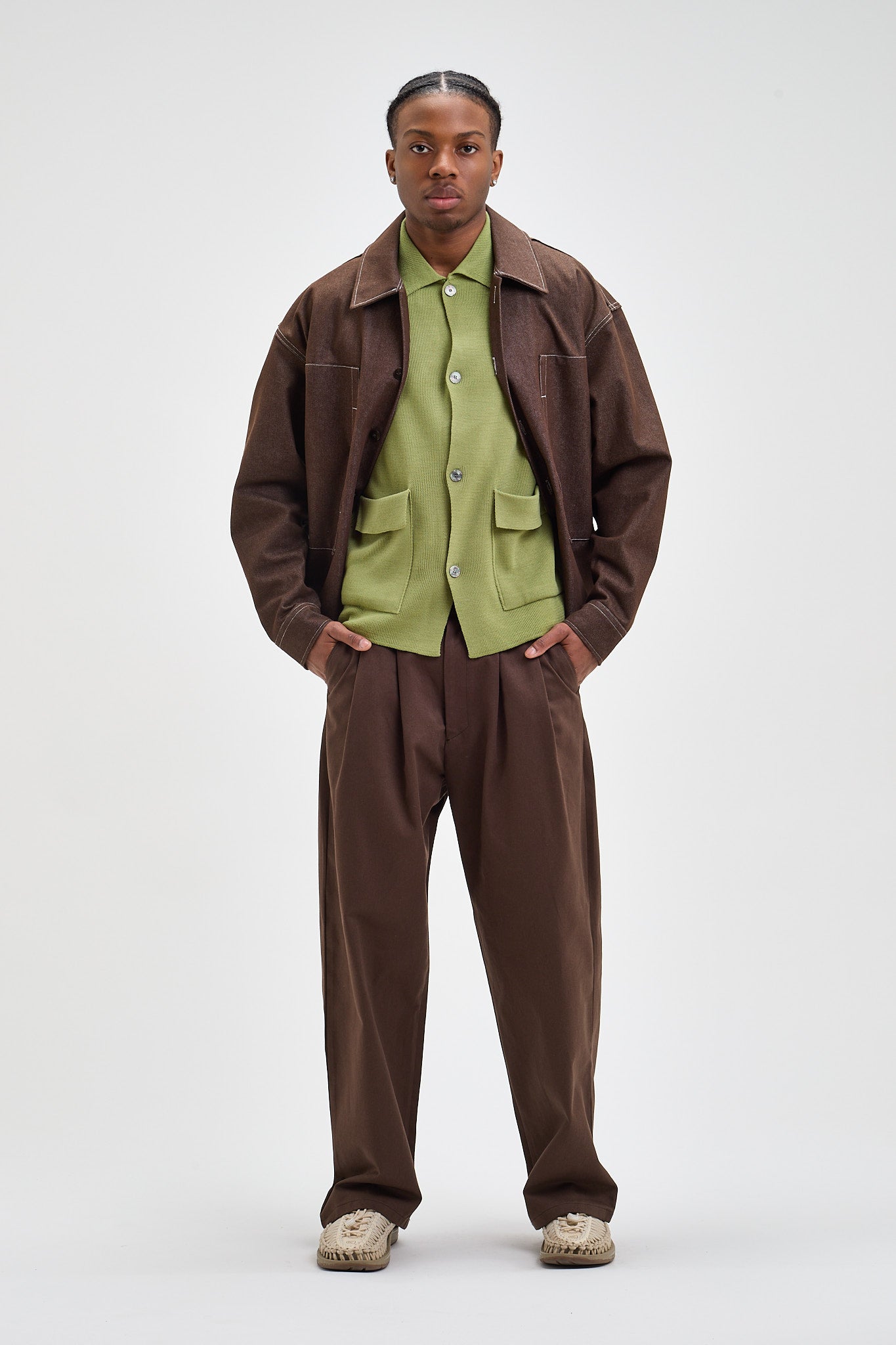 Pleated Cotton Trousers