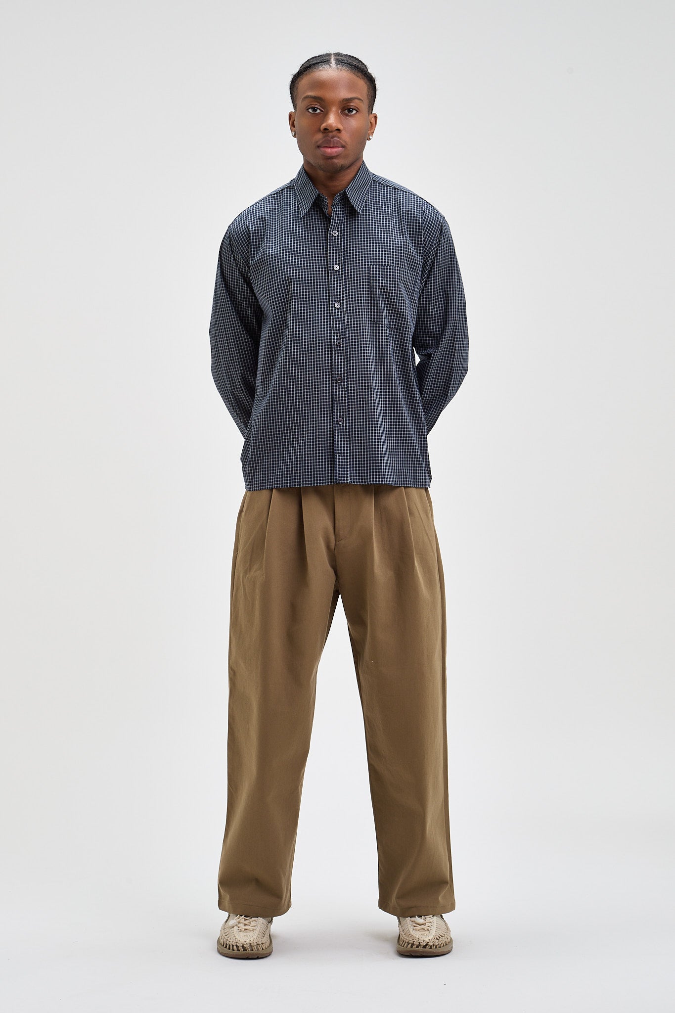 Pleated Cotton Trousers