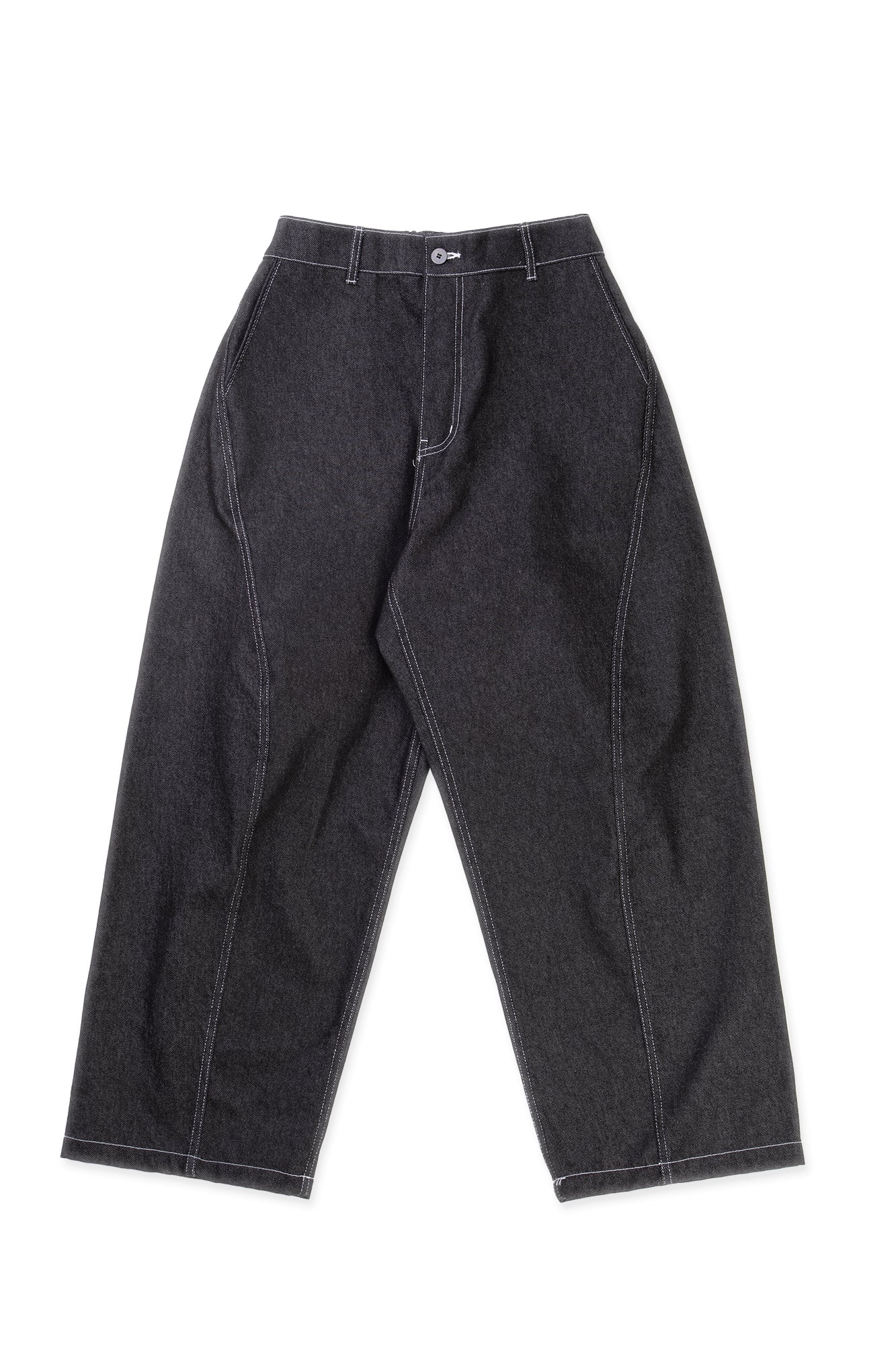 Jean en denim à coutures contrastées incurvées