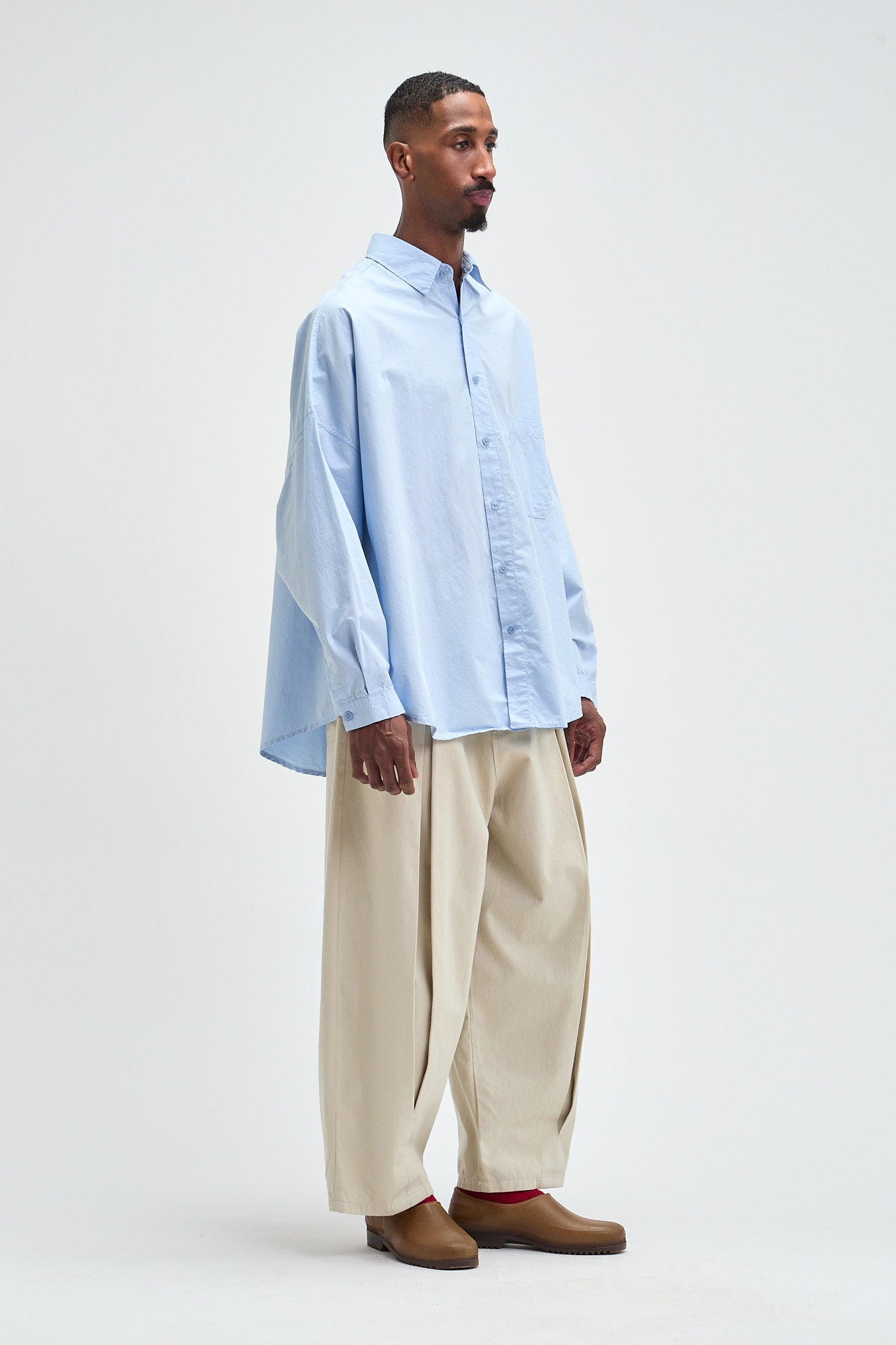 Box Pleat Cotton Trousers