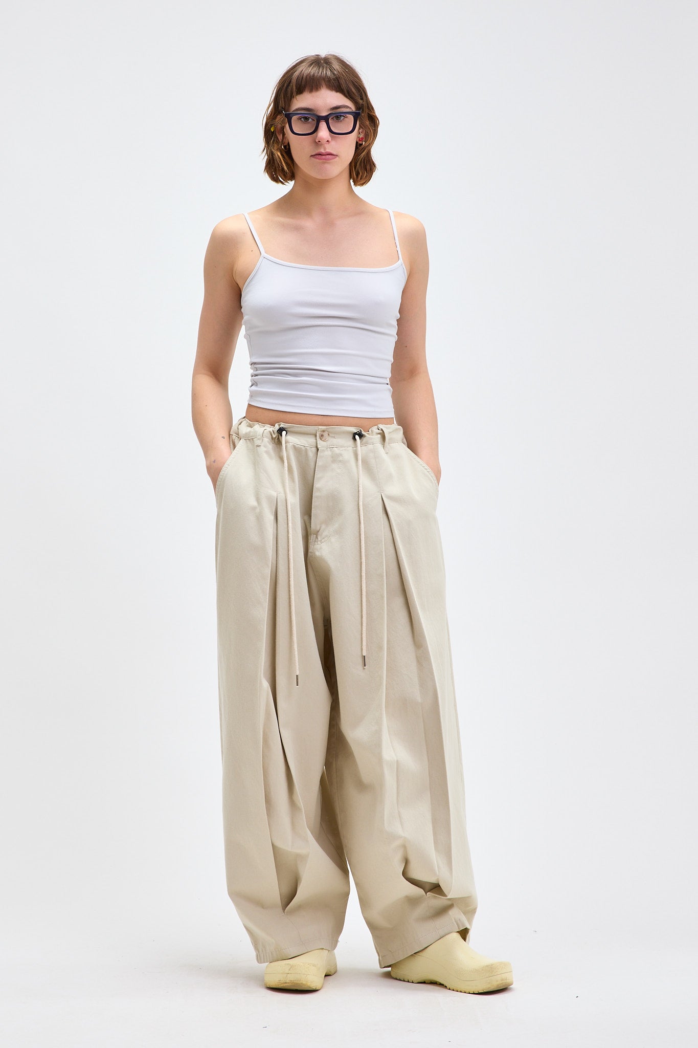 Box Pleat Cotton Trousers