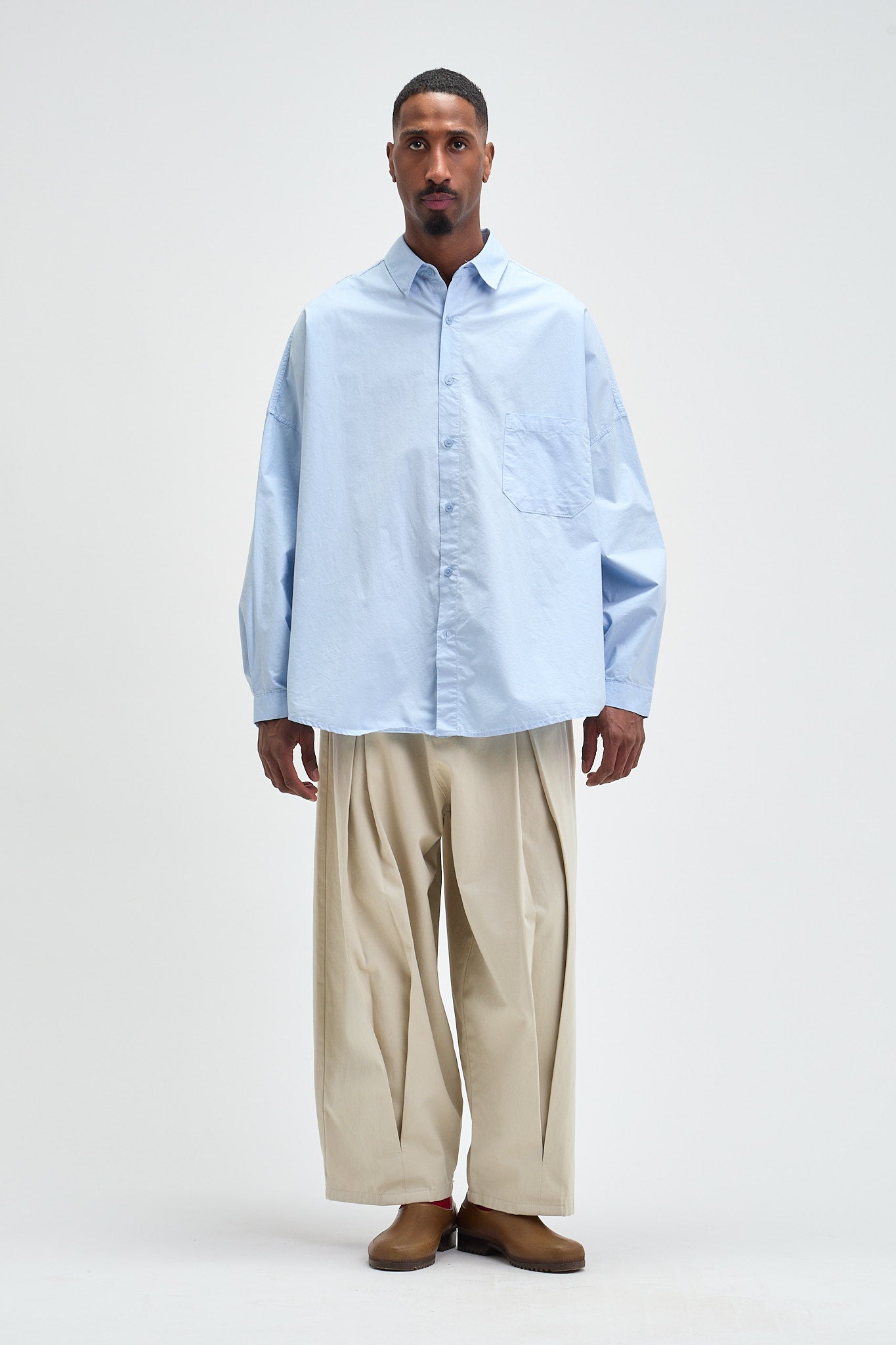 Box Pleat Cotton Trousers