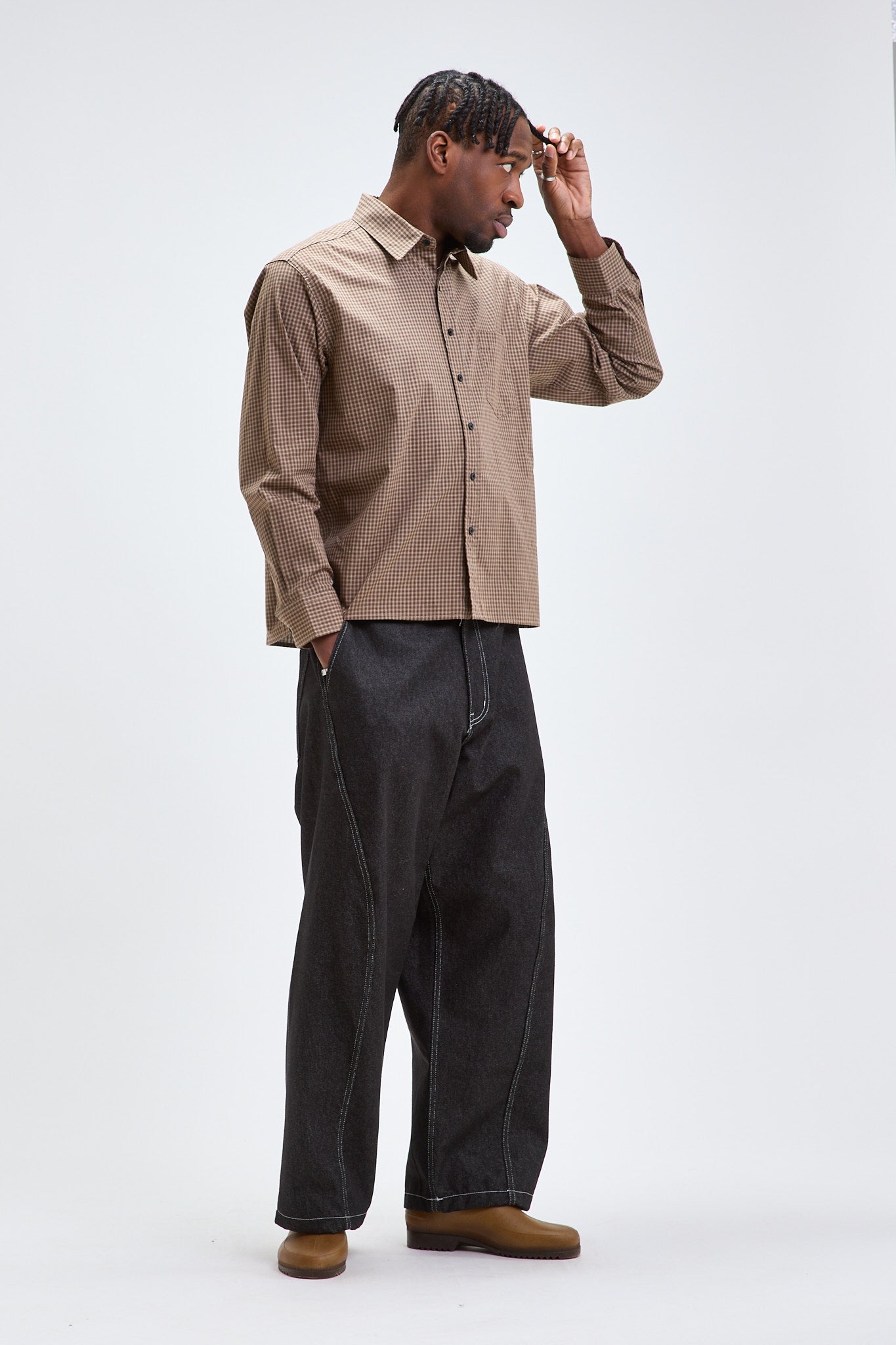 Chemise courte à carreaux
