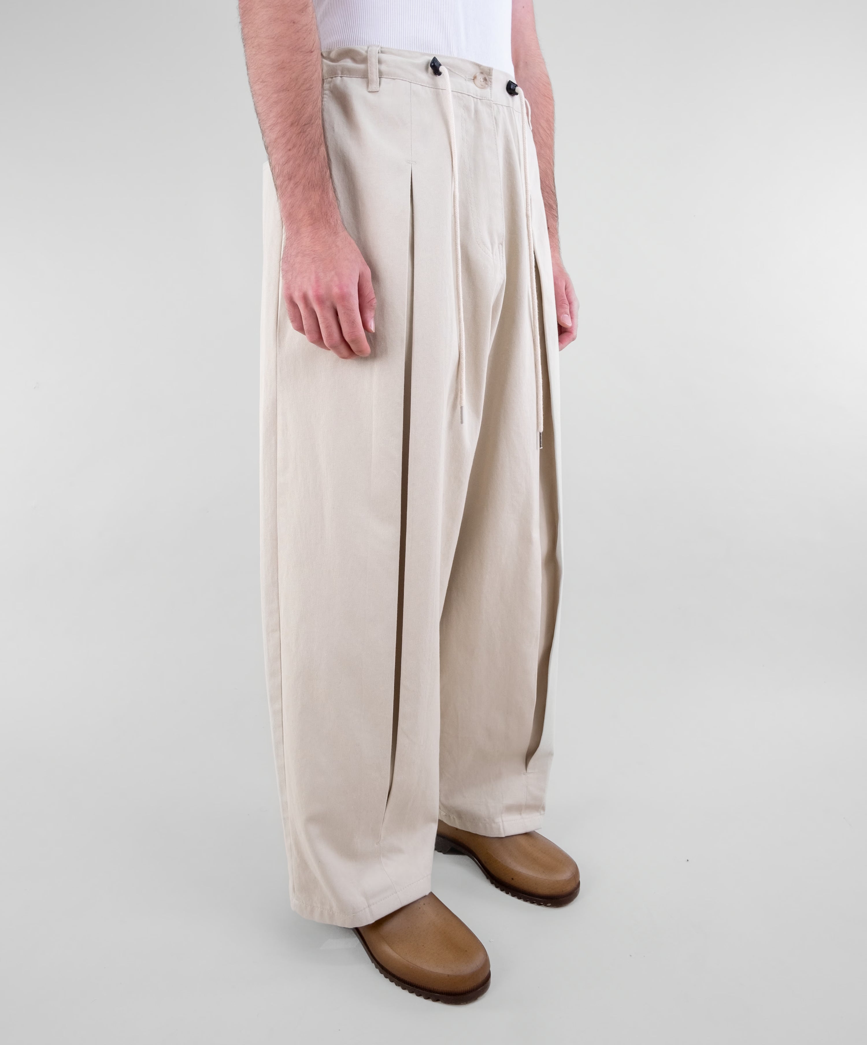Box Pleat Cotton Trousers