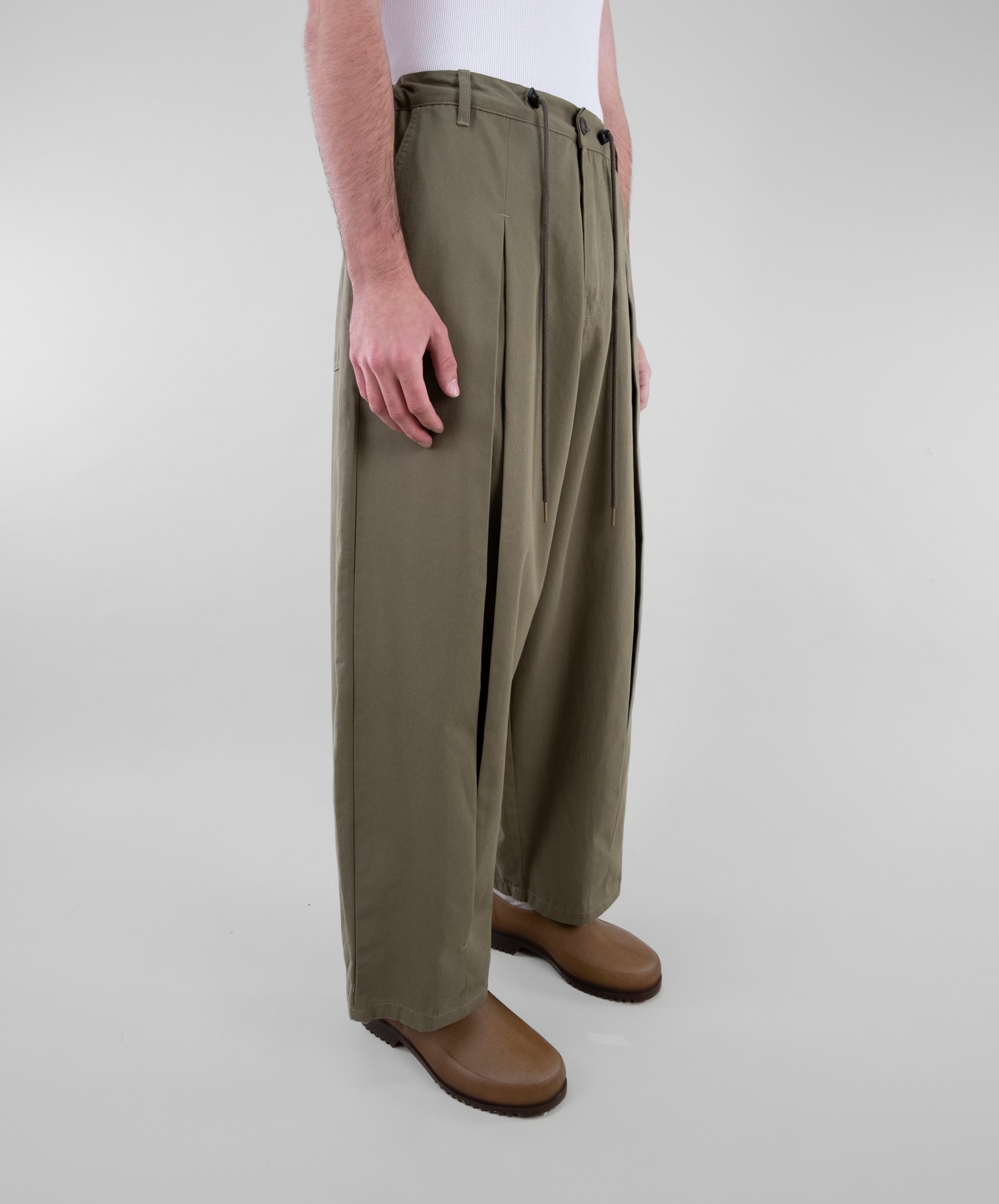 Box Pleat Cotton Trousers