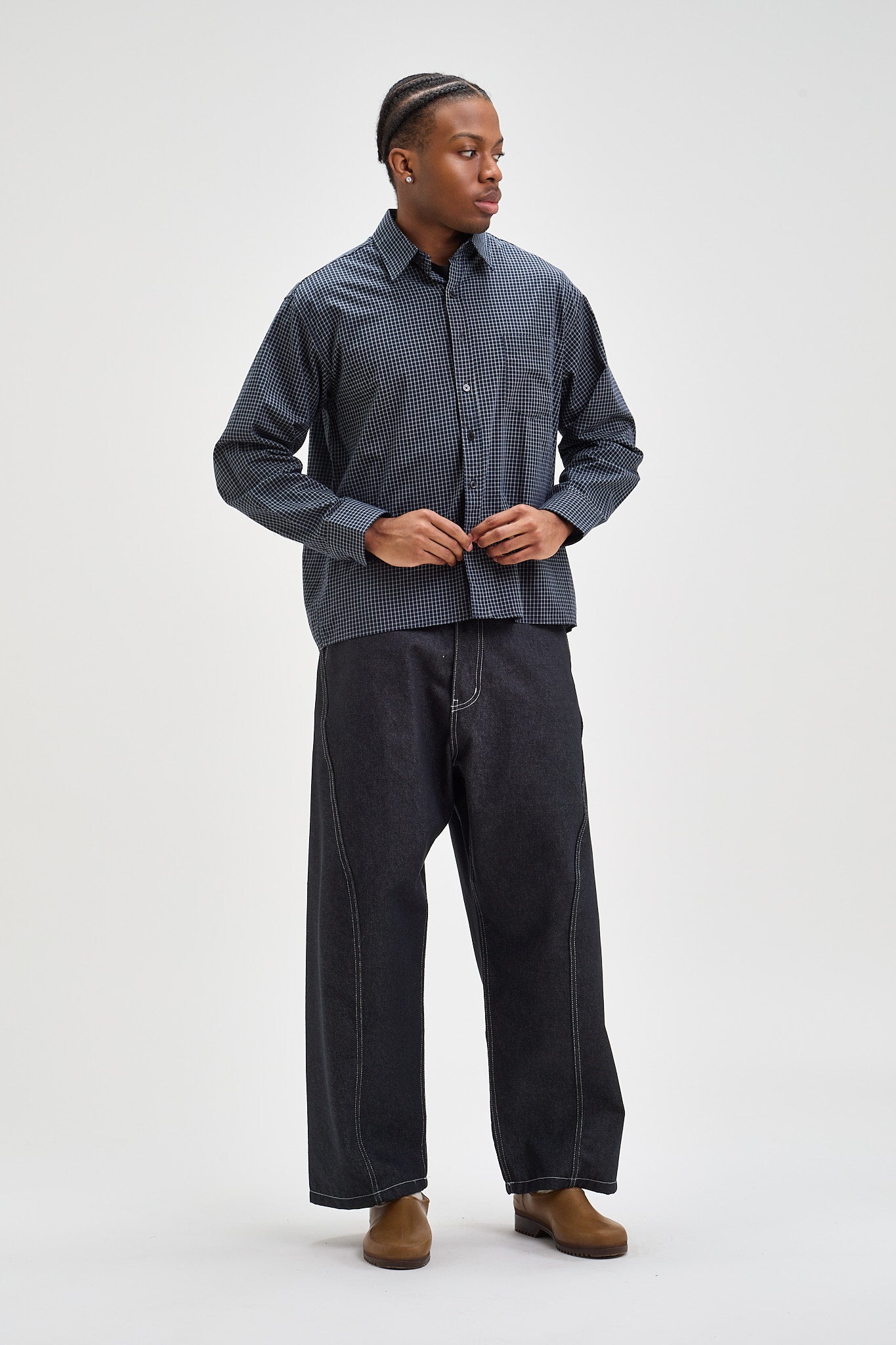 Curved Leg Denim Jeans