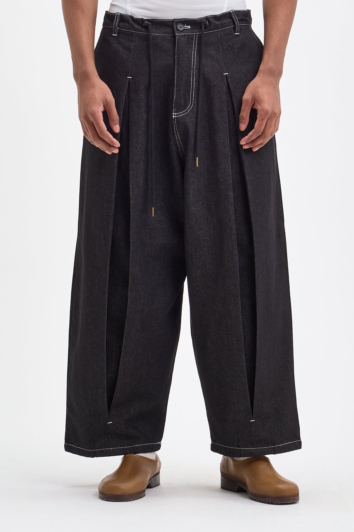 Denim Box Pleat Jeans