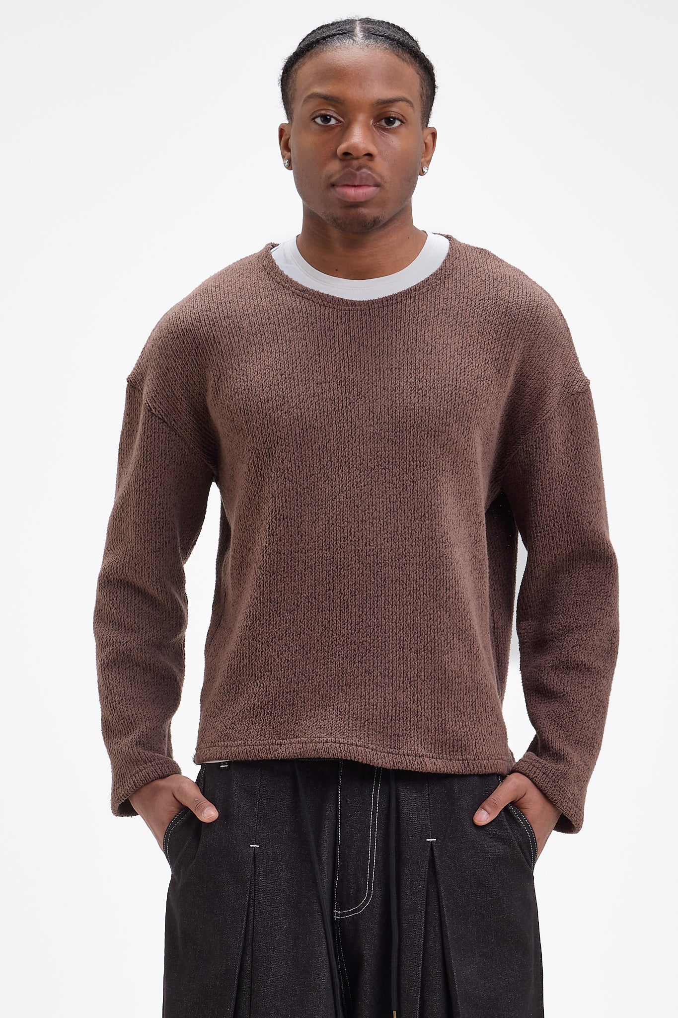 Pull en maille à épaules tombantes