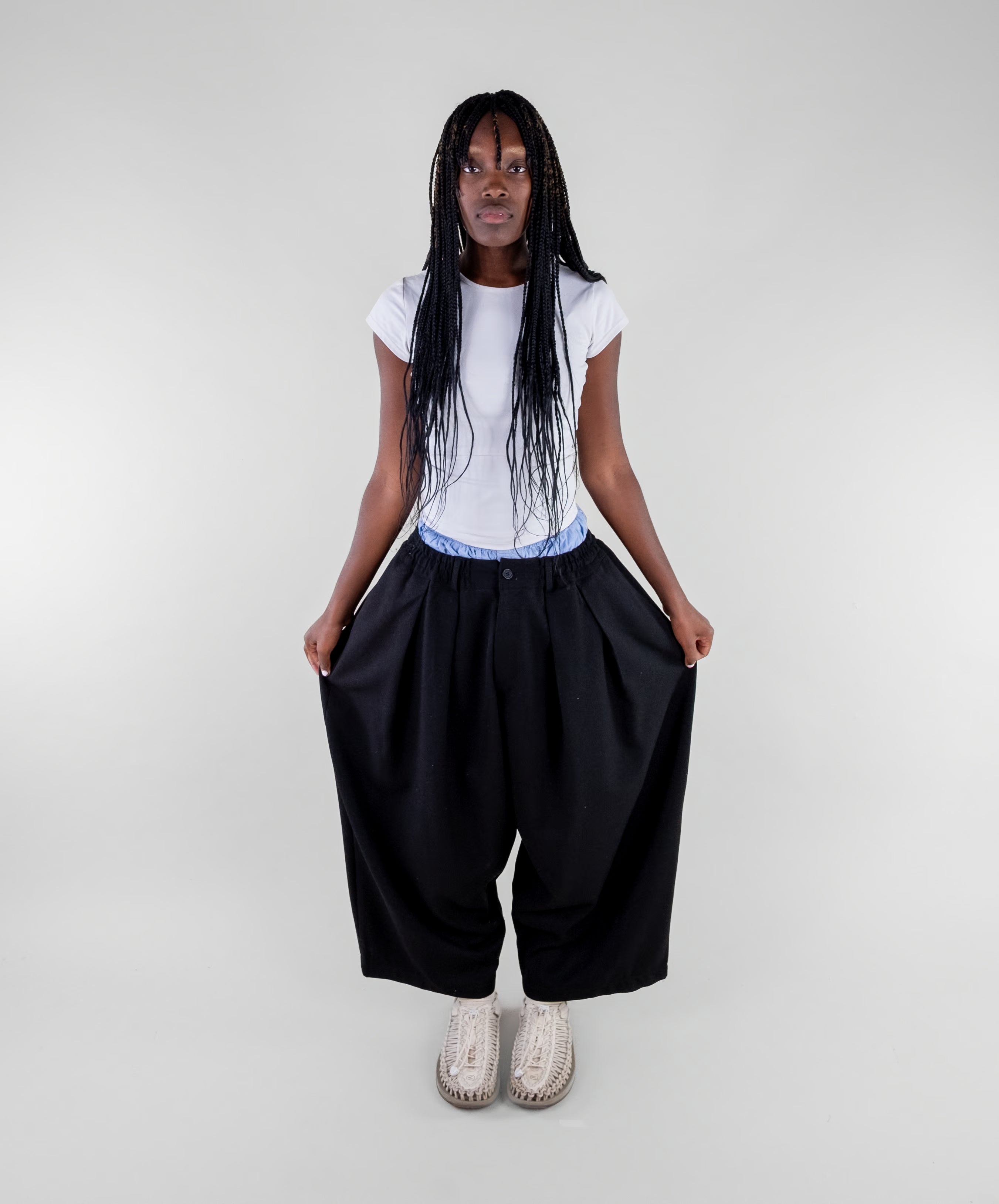 Double Pleat Wide Trousers