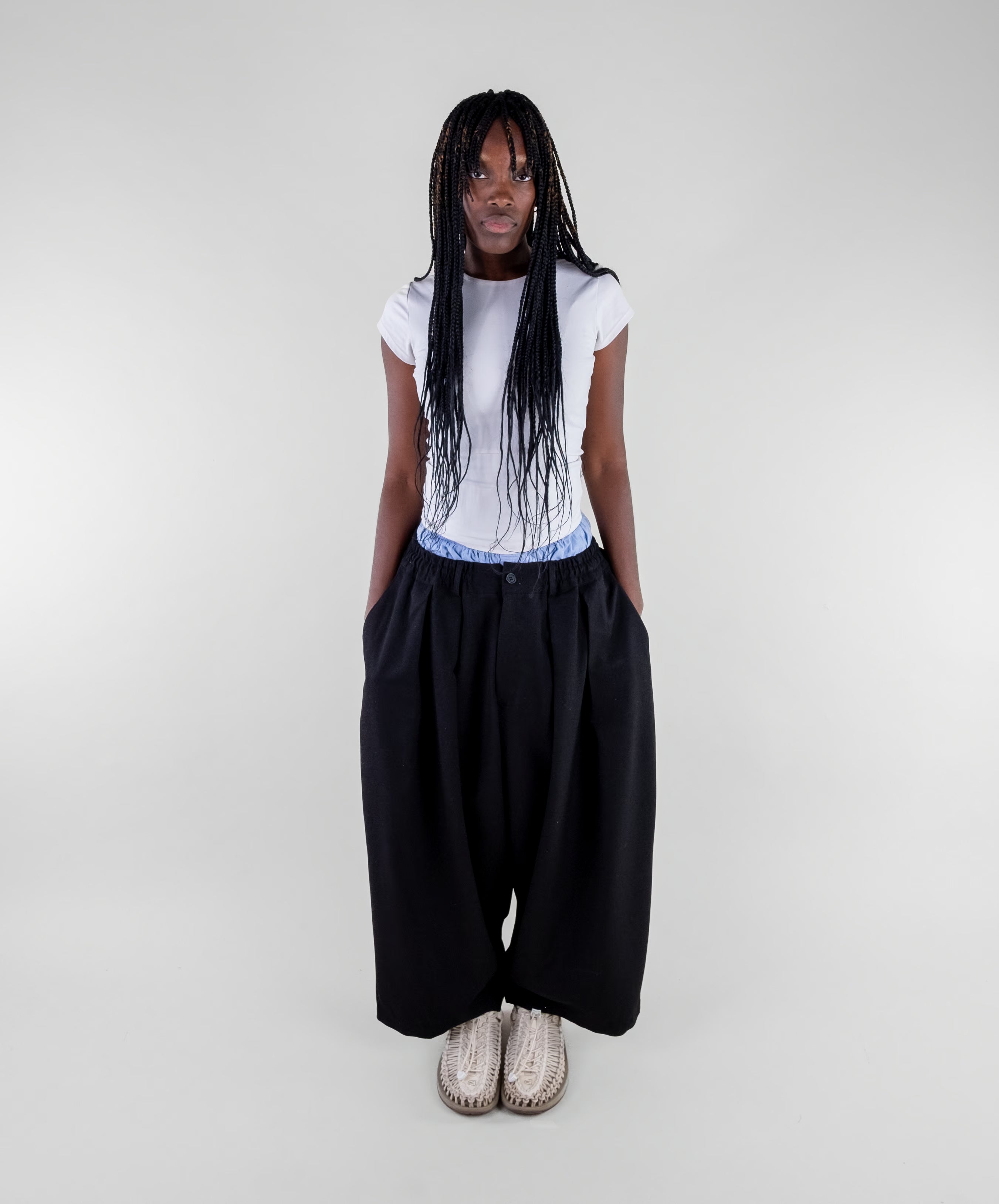 Double Pleat Wide Trousers