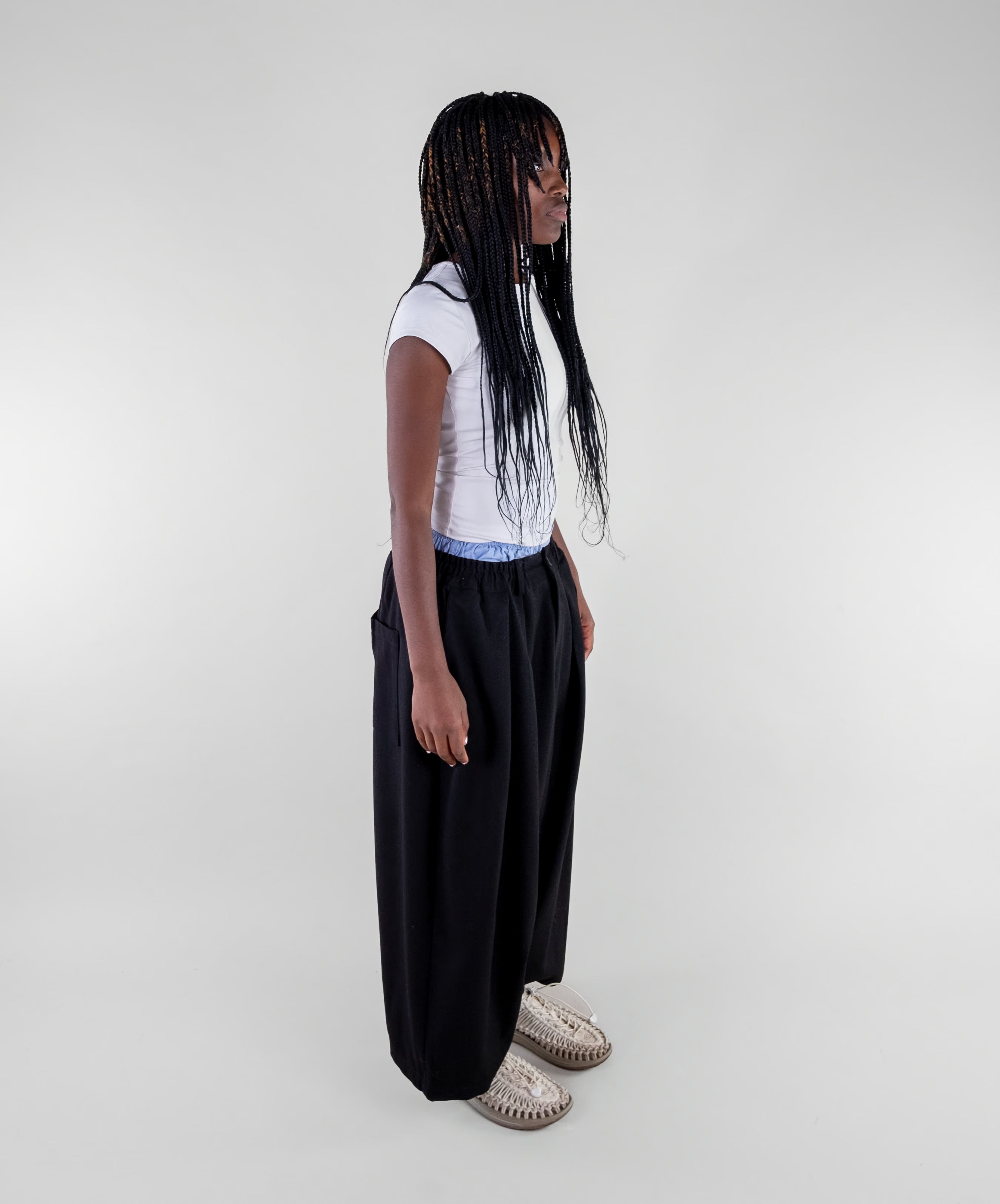 Double Pleat Wide Trousers