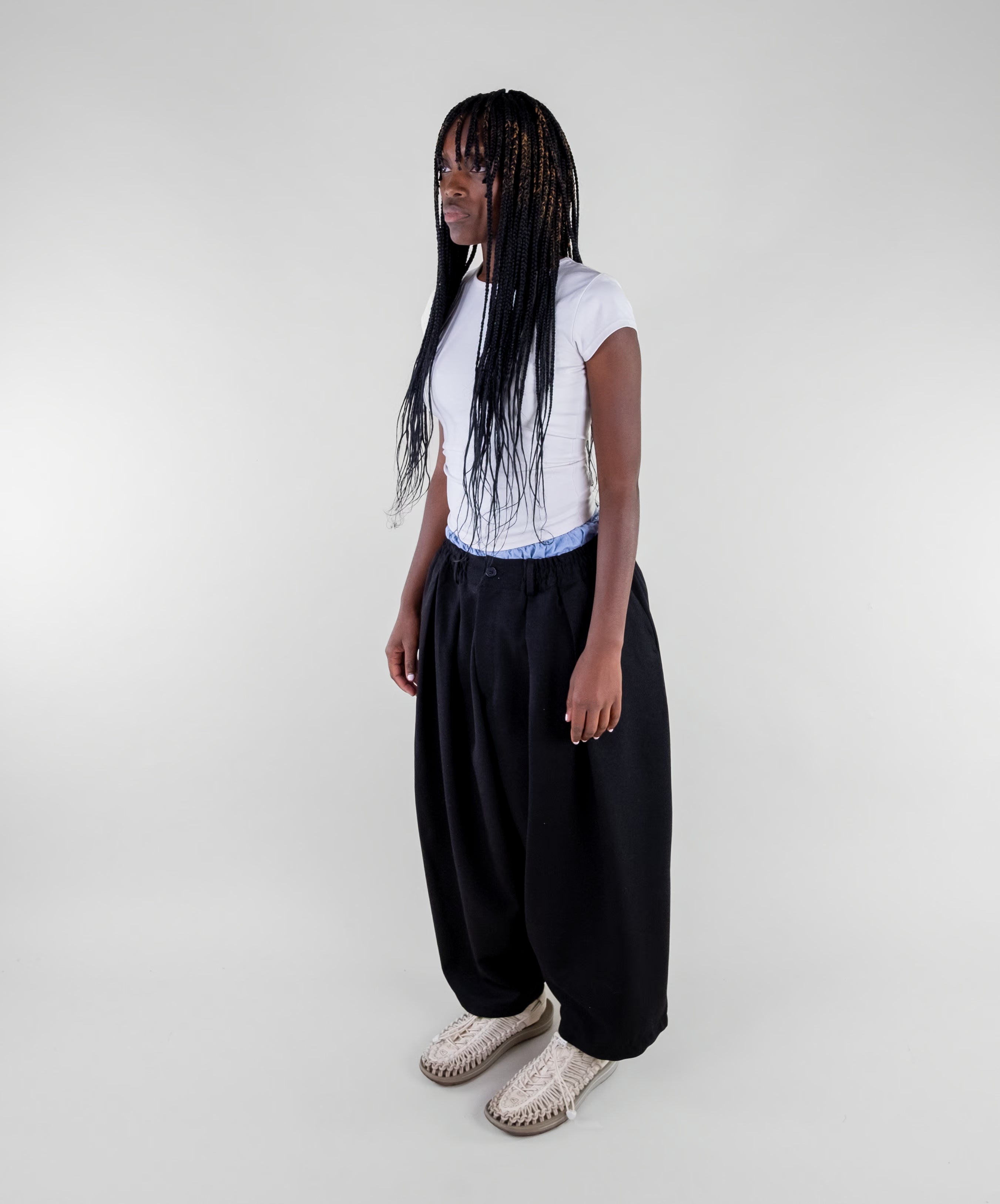 Double Pleat Wide Trousers