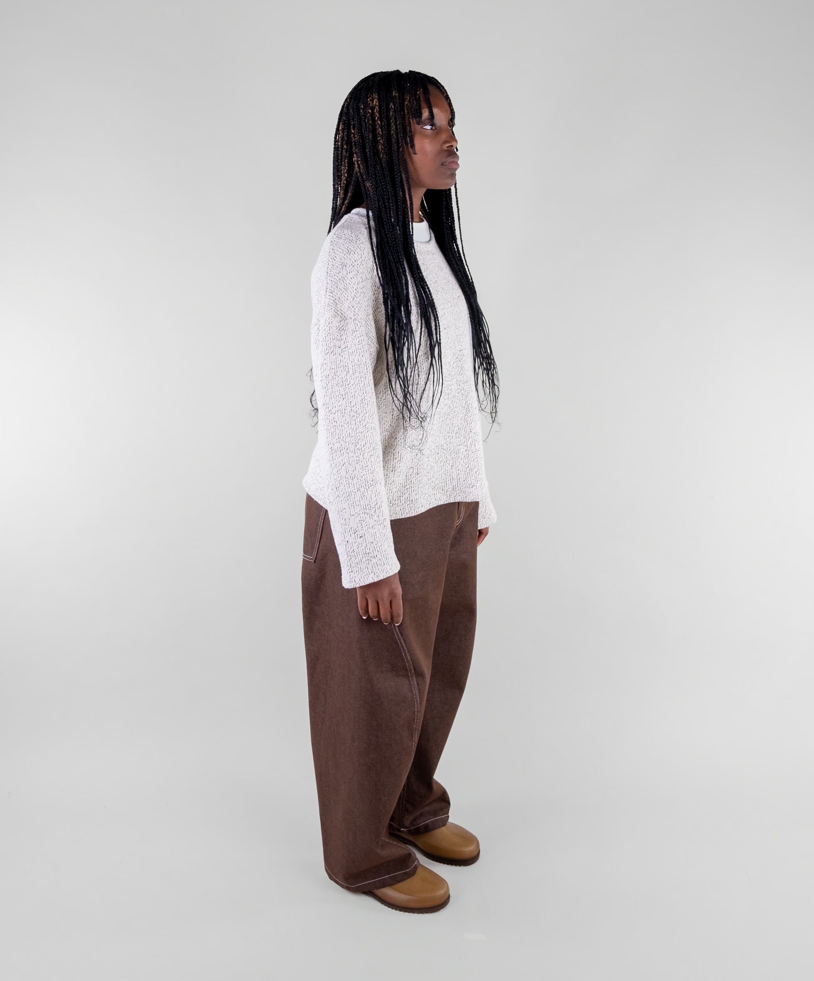 Curved Contrast Stitch Denim Jeans