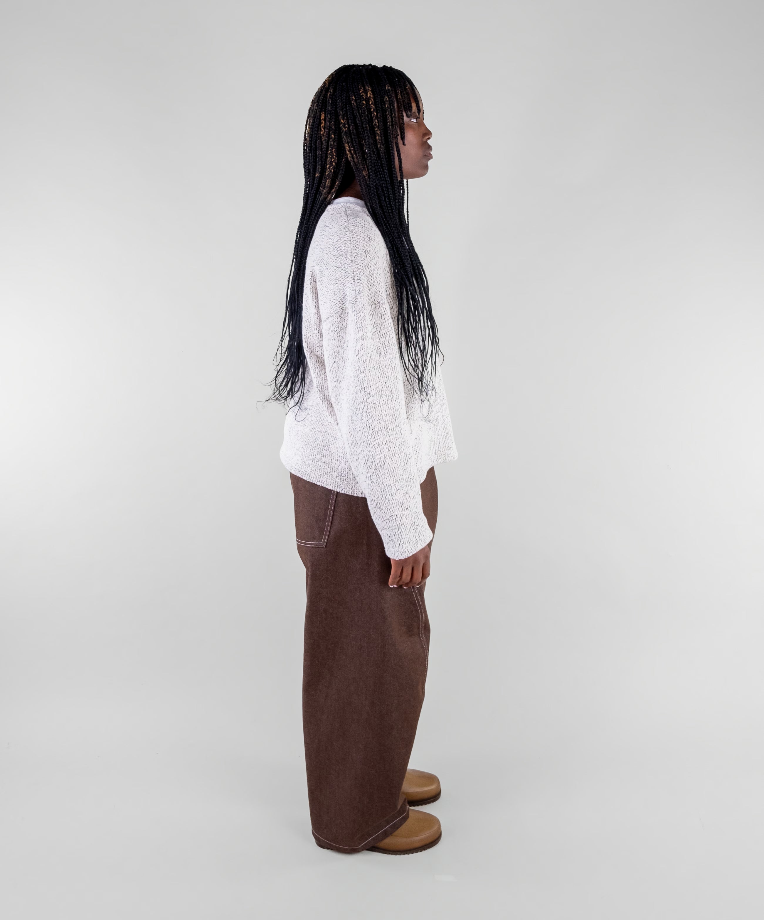 Curved Contrast Stitch Denim Jeans