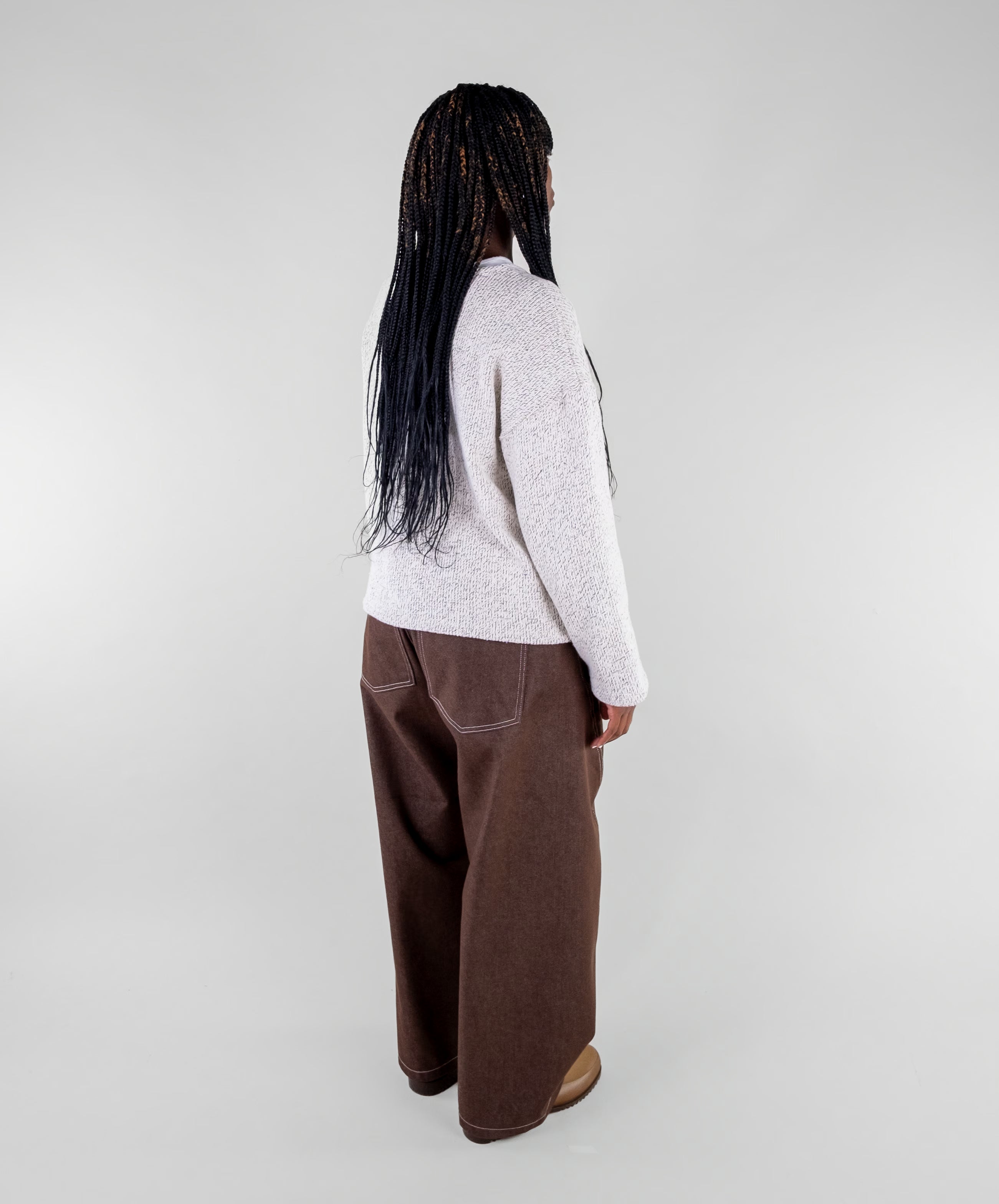 Curved Contrast Stitch Denim Jeans