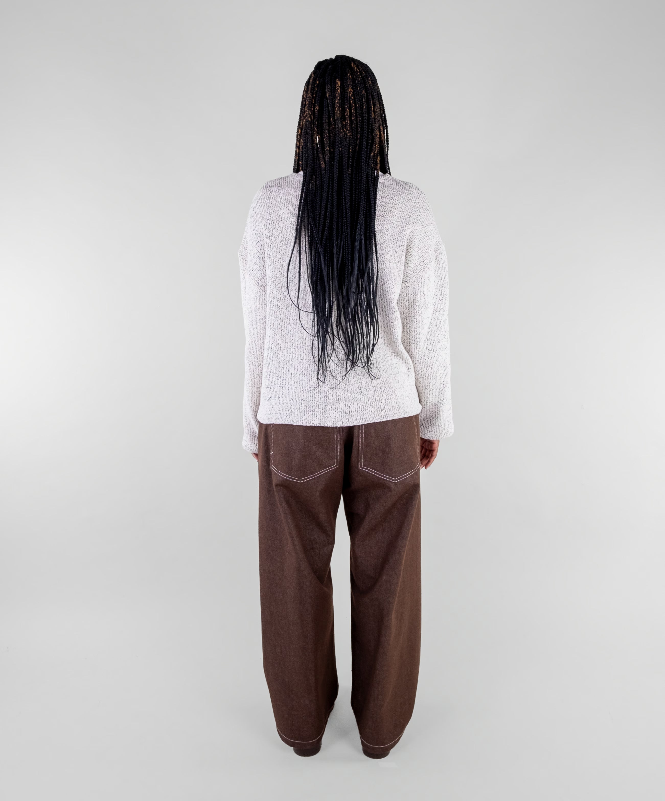 Curved Contrast Stitch Denim Jeans