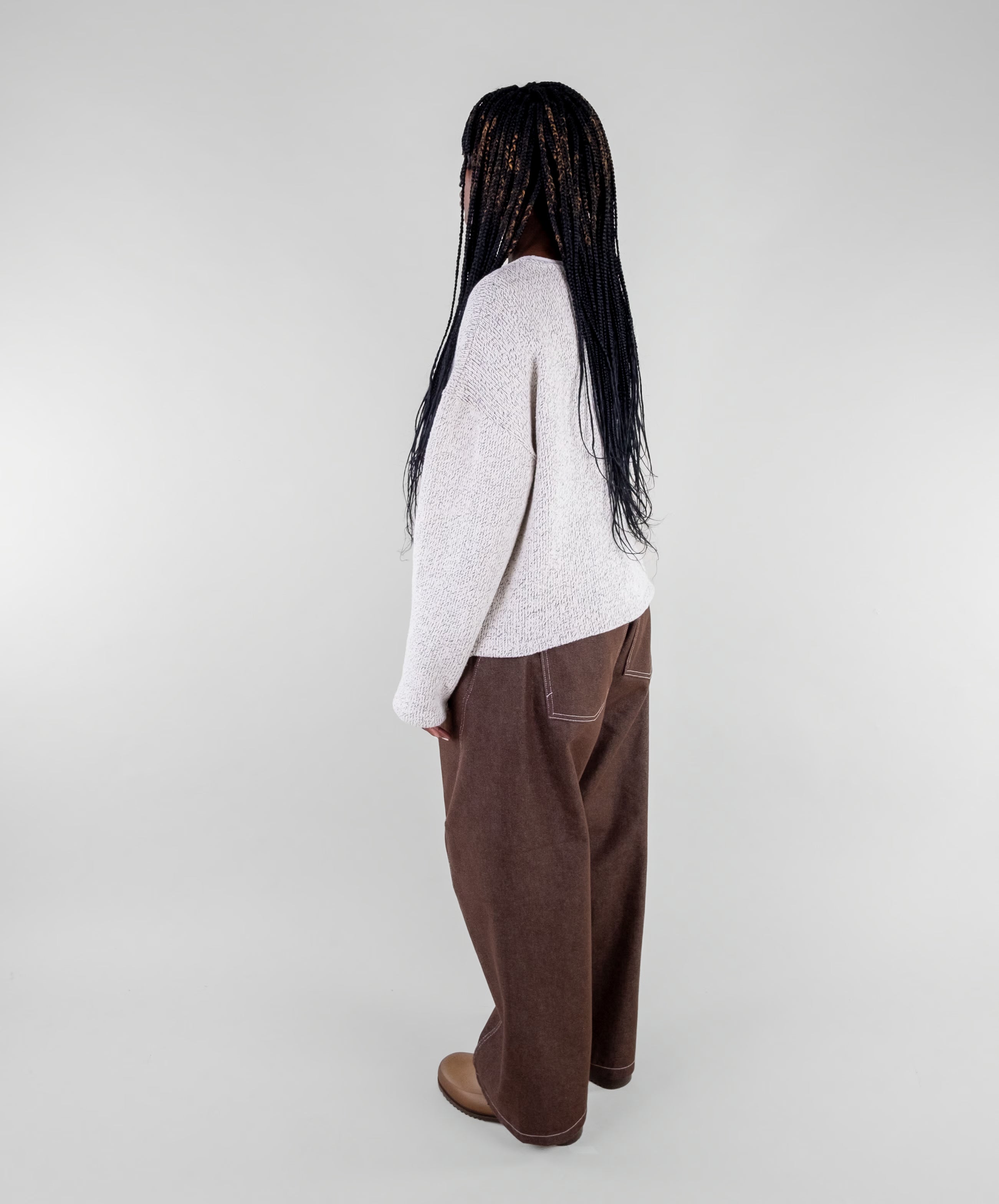 Curved Contrast Stitch Denim Jeans