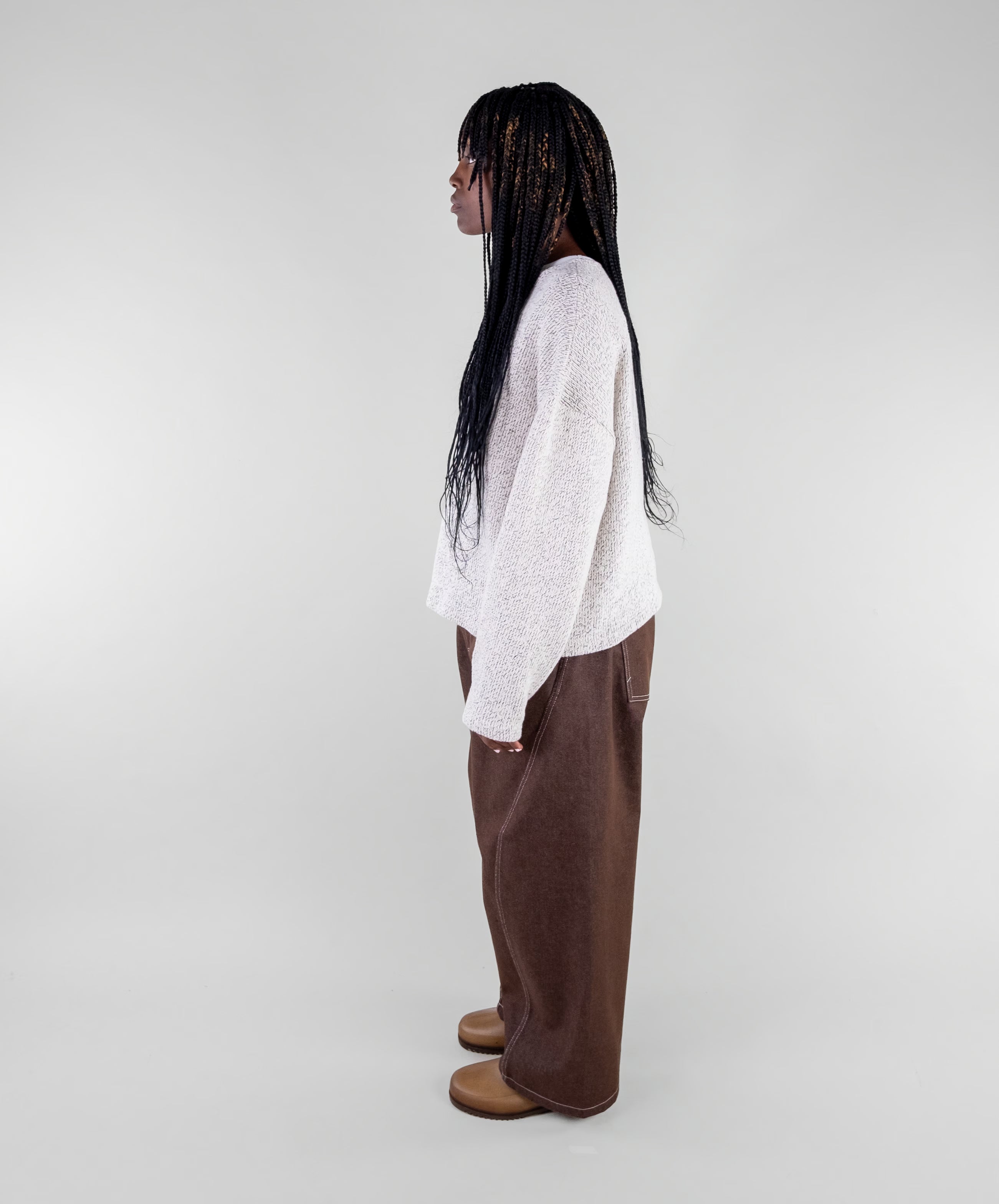 Curved Contrast Stitch Denim Jeans