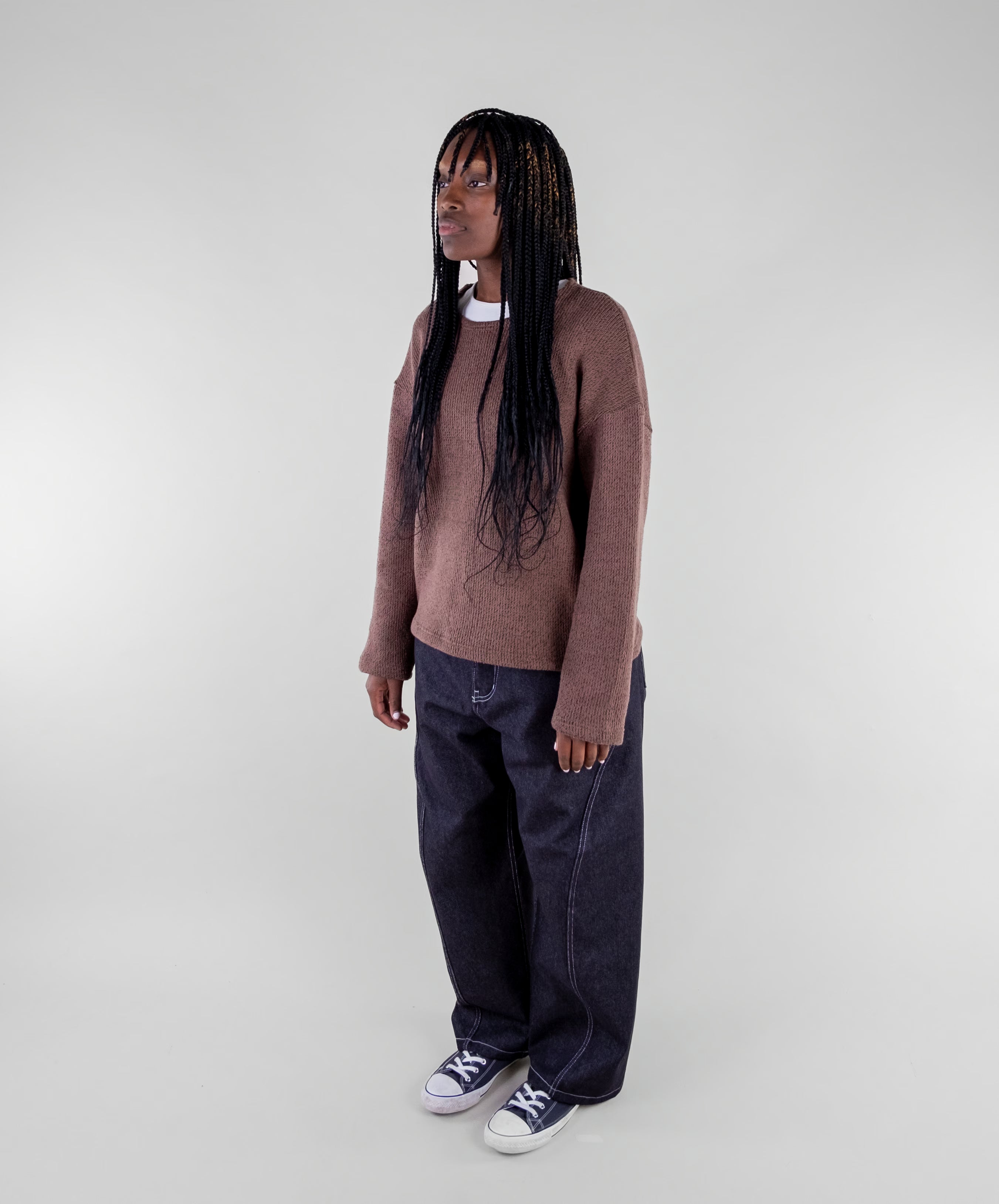 Dropped Shoulder Knit Sweater