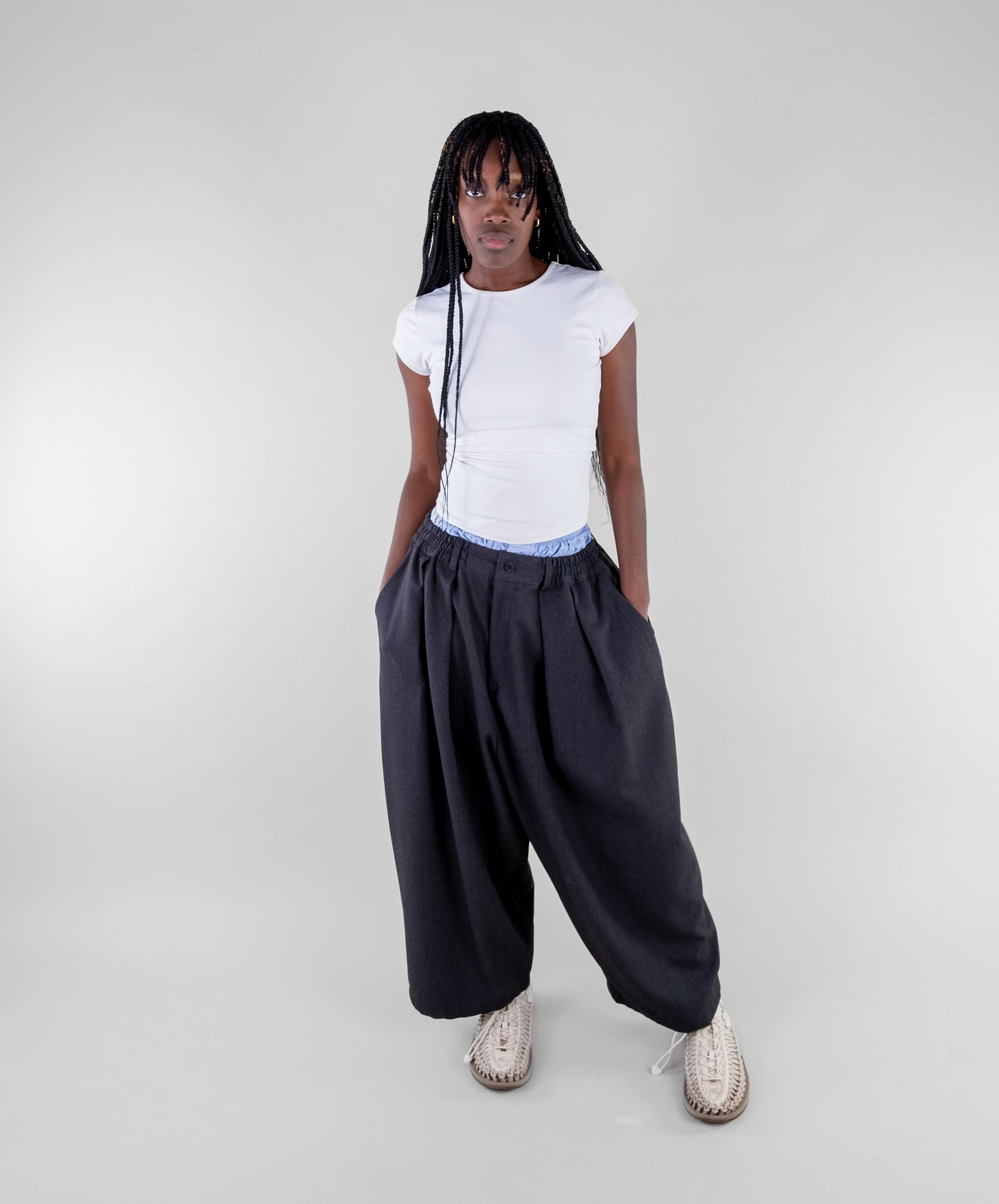 Double Pleat Wide Trousers