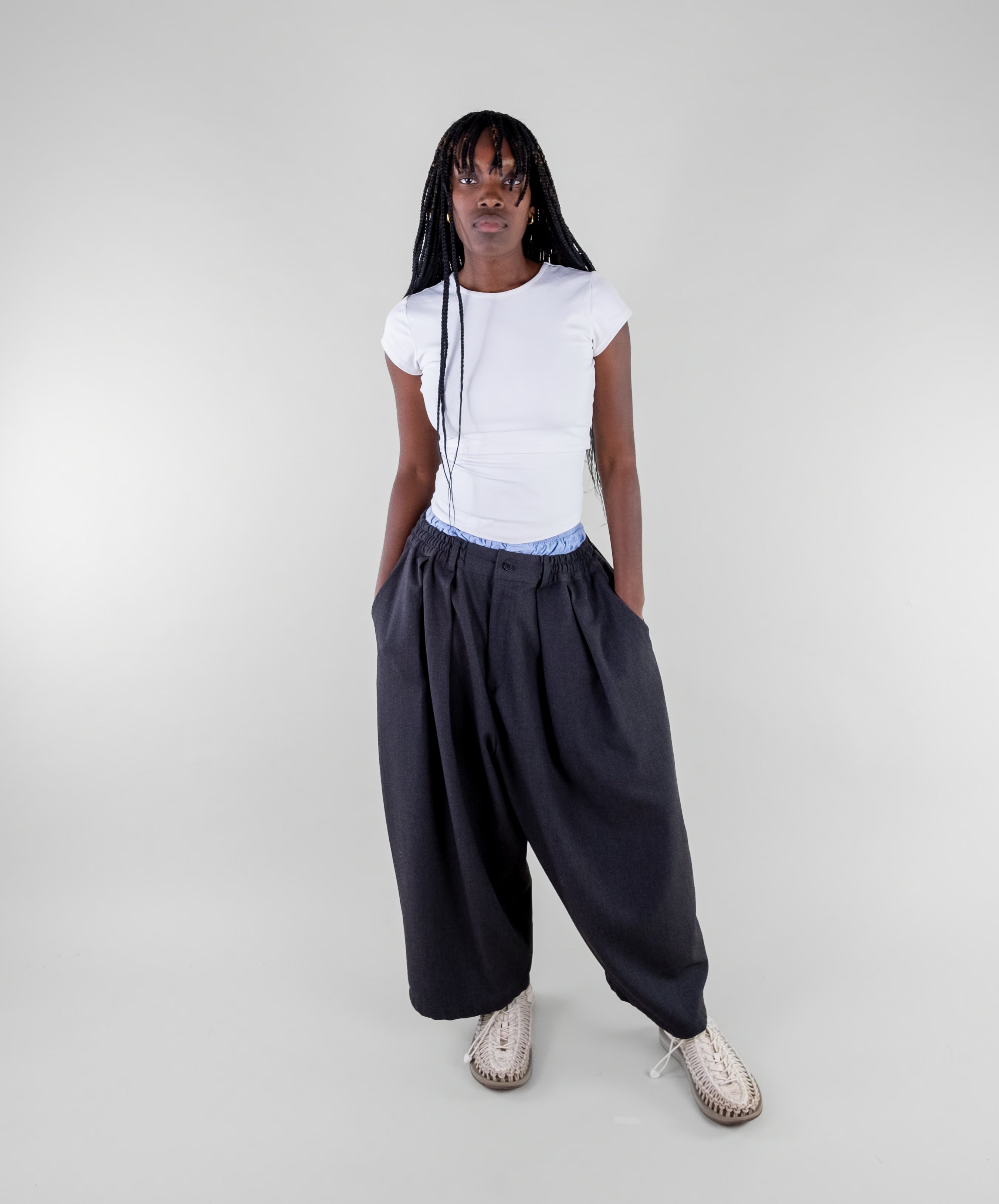 Double Pleat Wide Trousers
