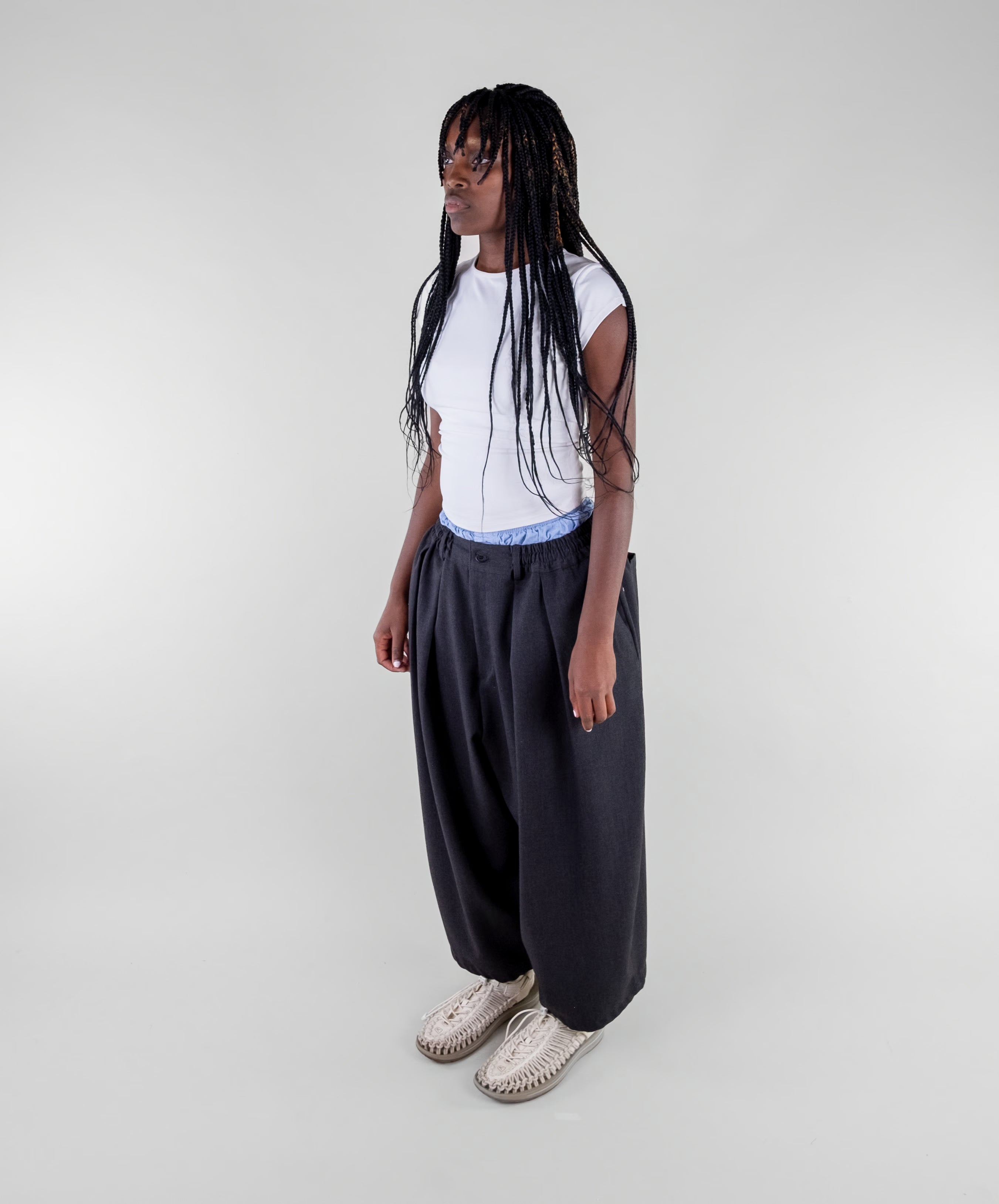 Double Pleat Wide Trousers