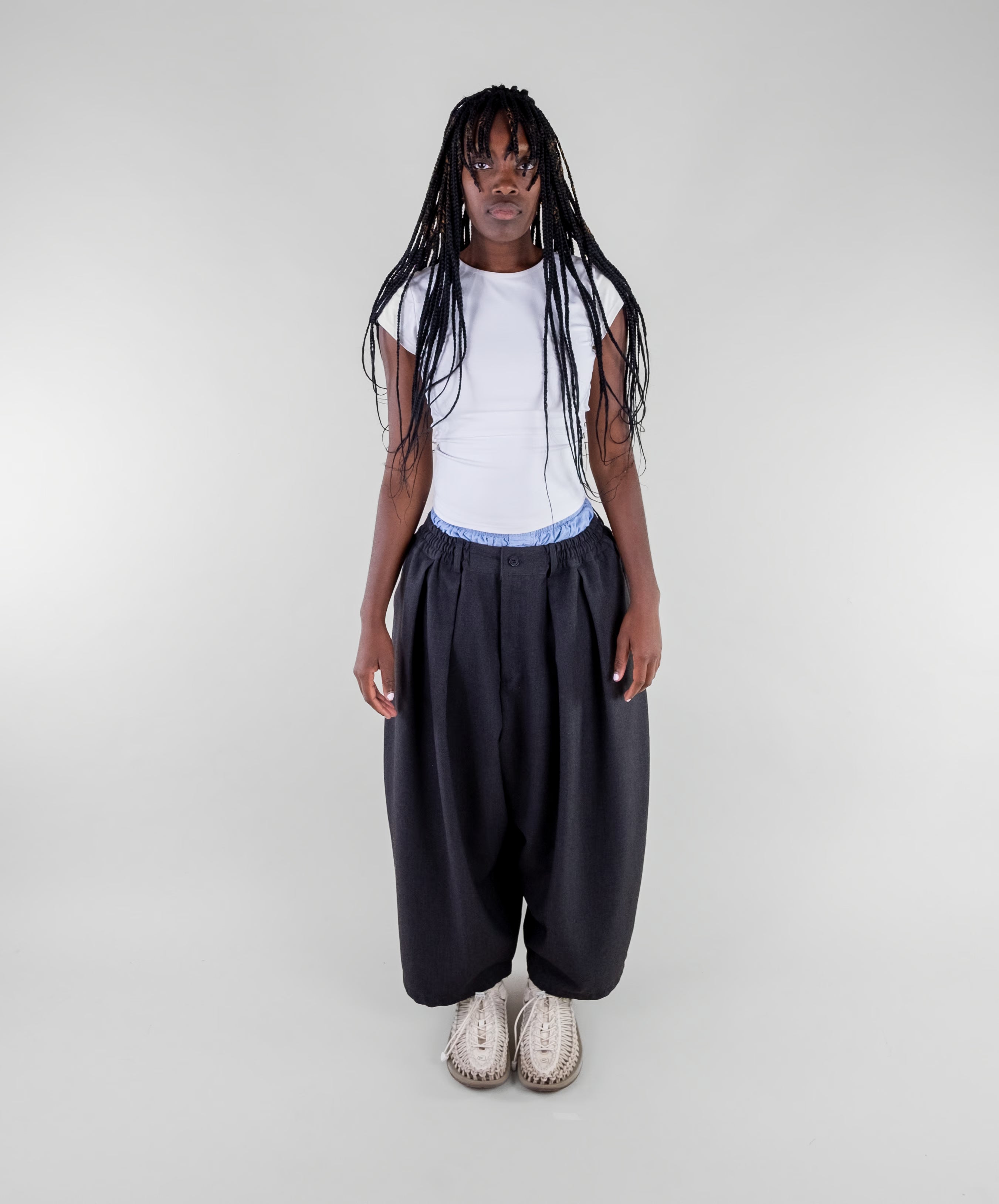 Double Pleat Wide Trousers