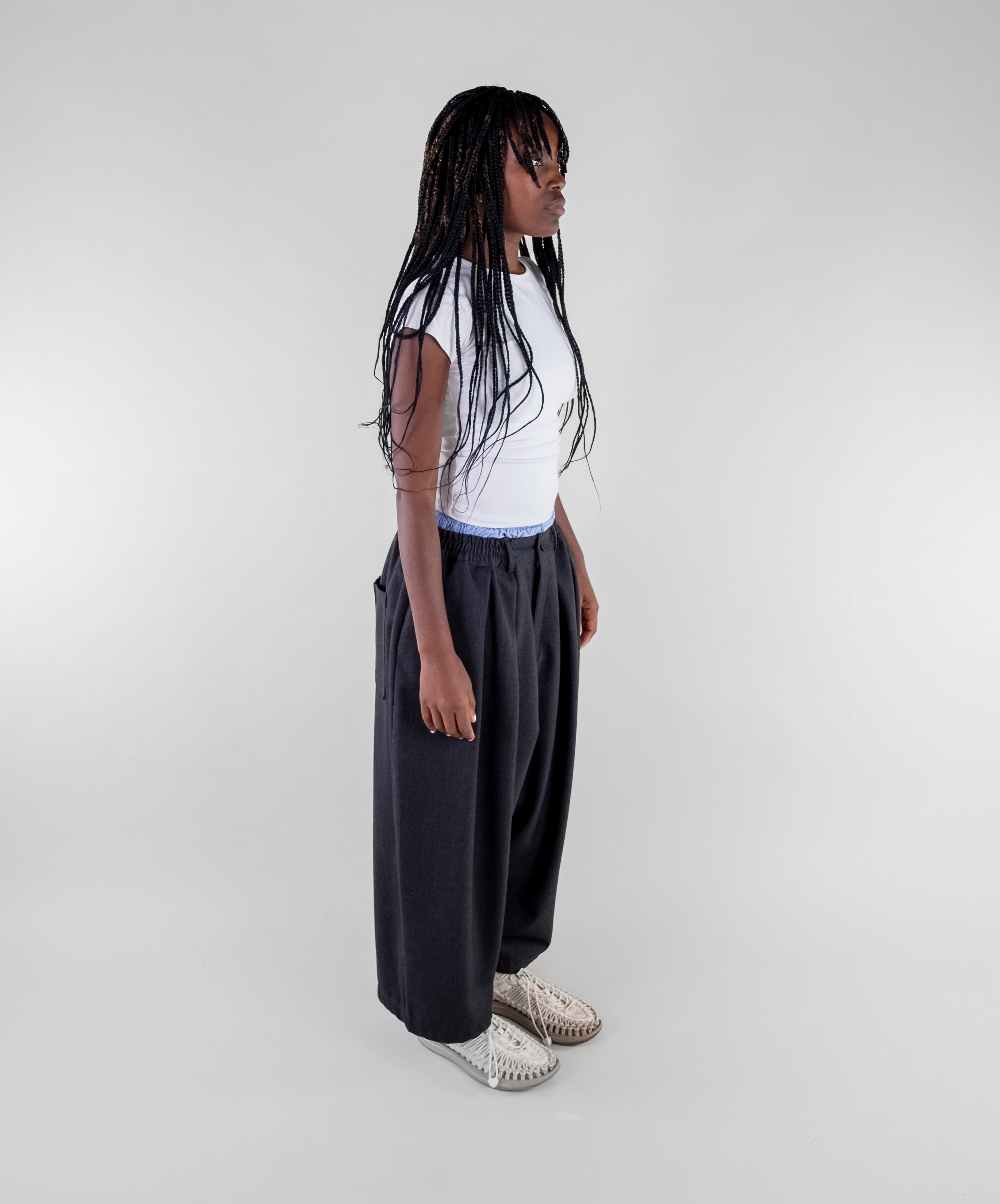 Double Pleat Wide Trousers