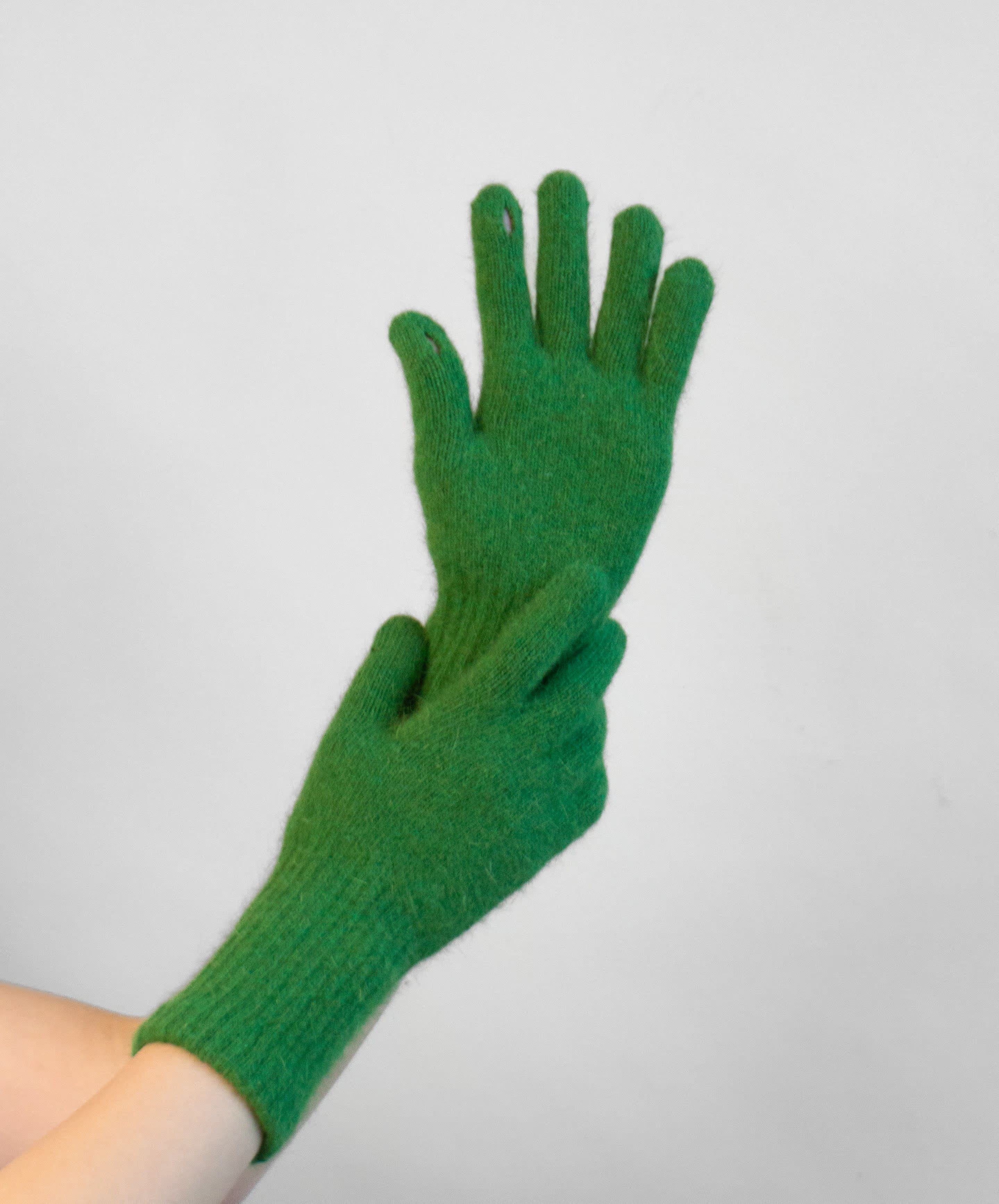 Angora knit fingerless gloves in a soft angora and acrylic blend