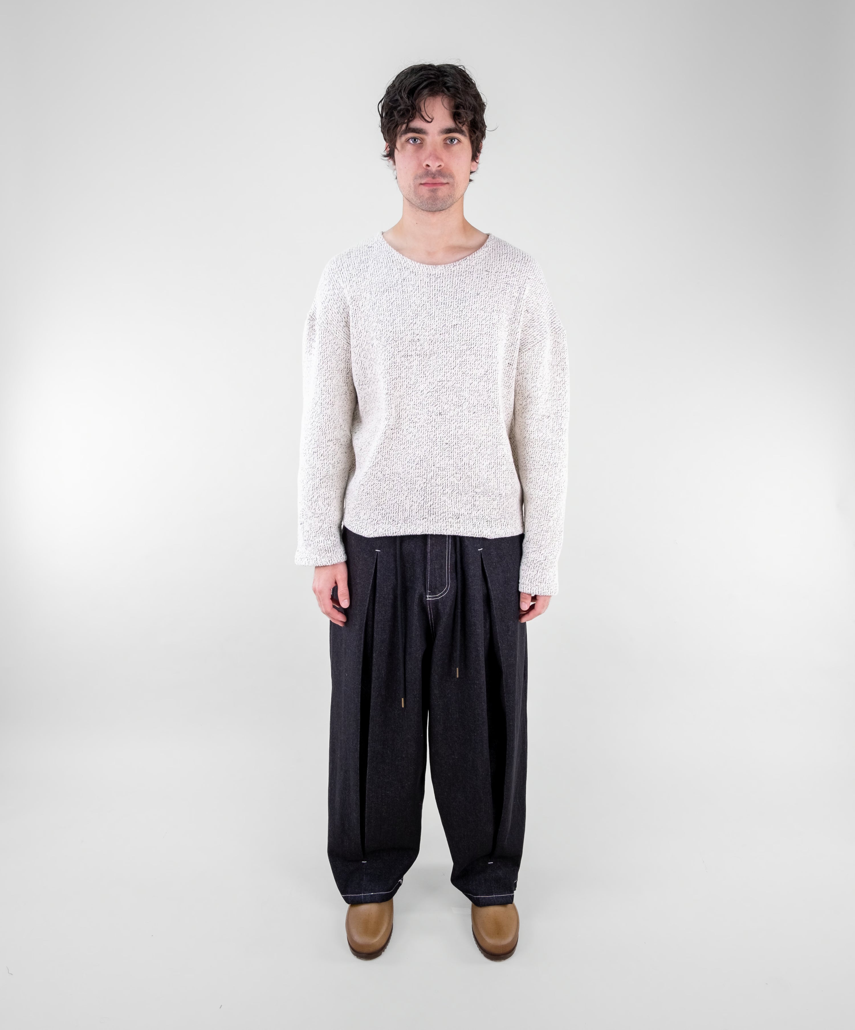 Denim Box Pleat Jeans