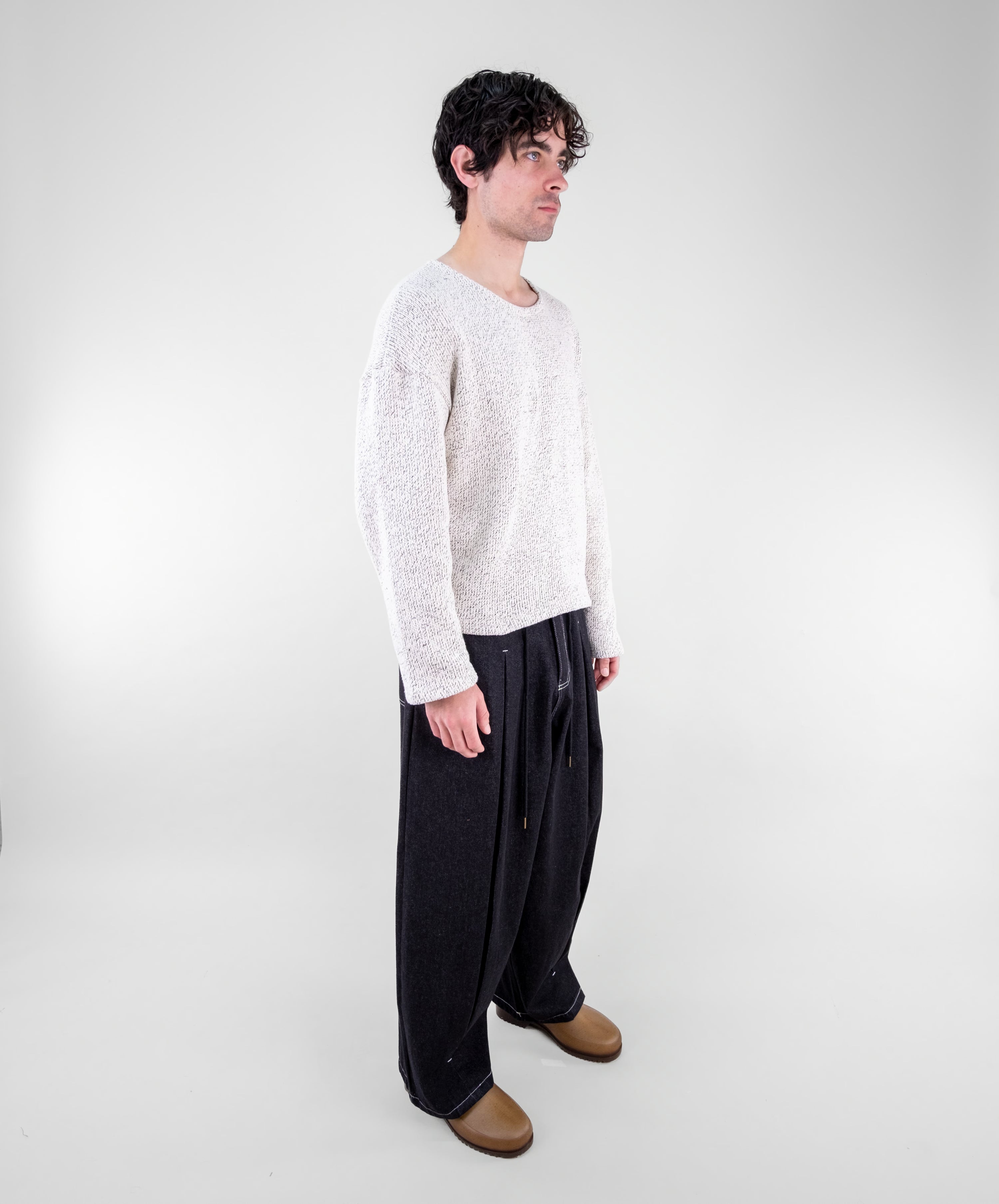 Denim Box Pleat Jeans