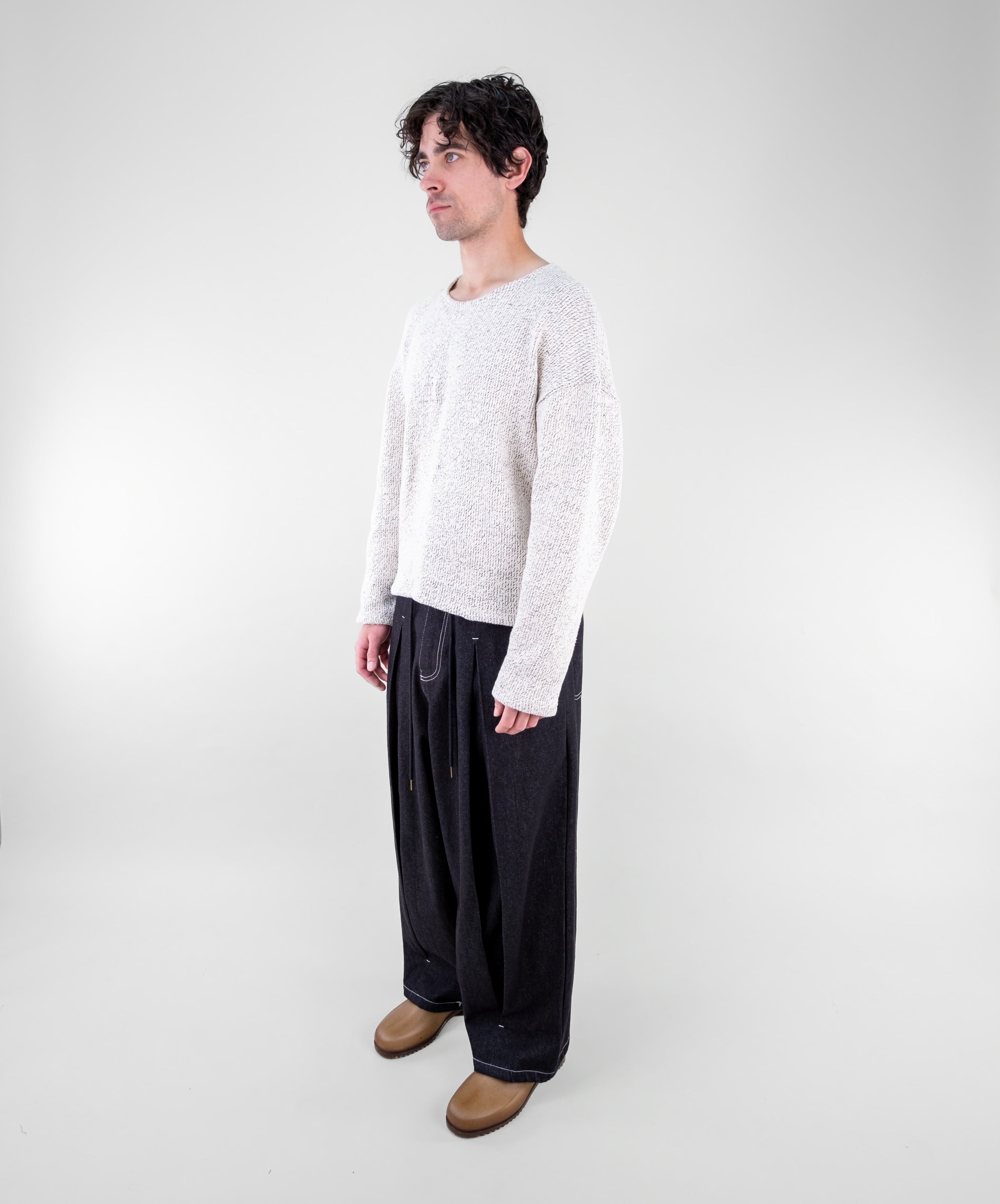 Denim Box Pleat Jeans