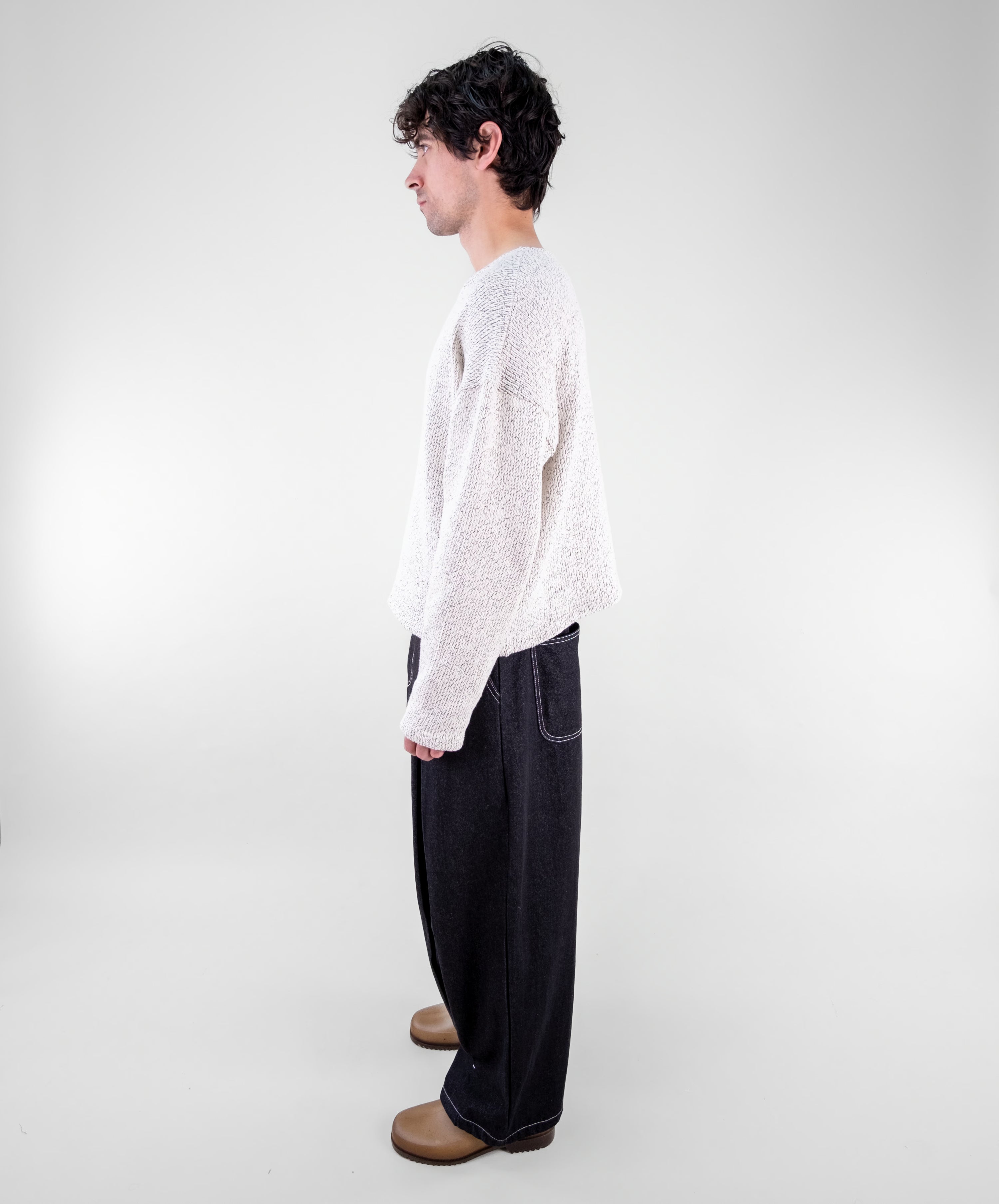 Denim Box Pleat Jeans