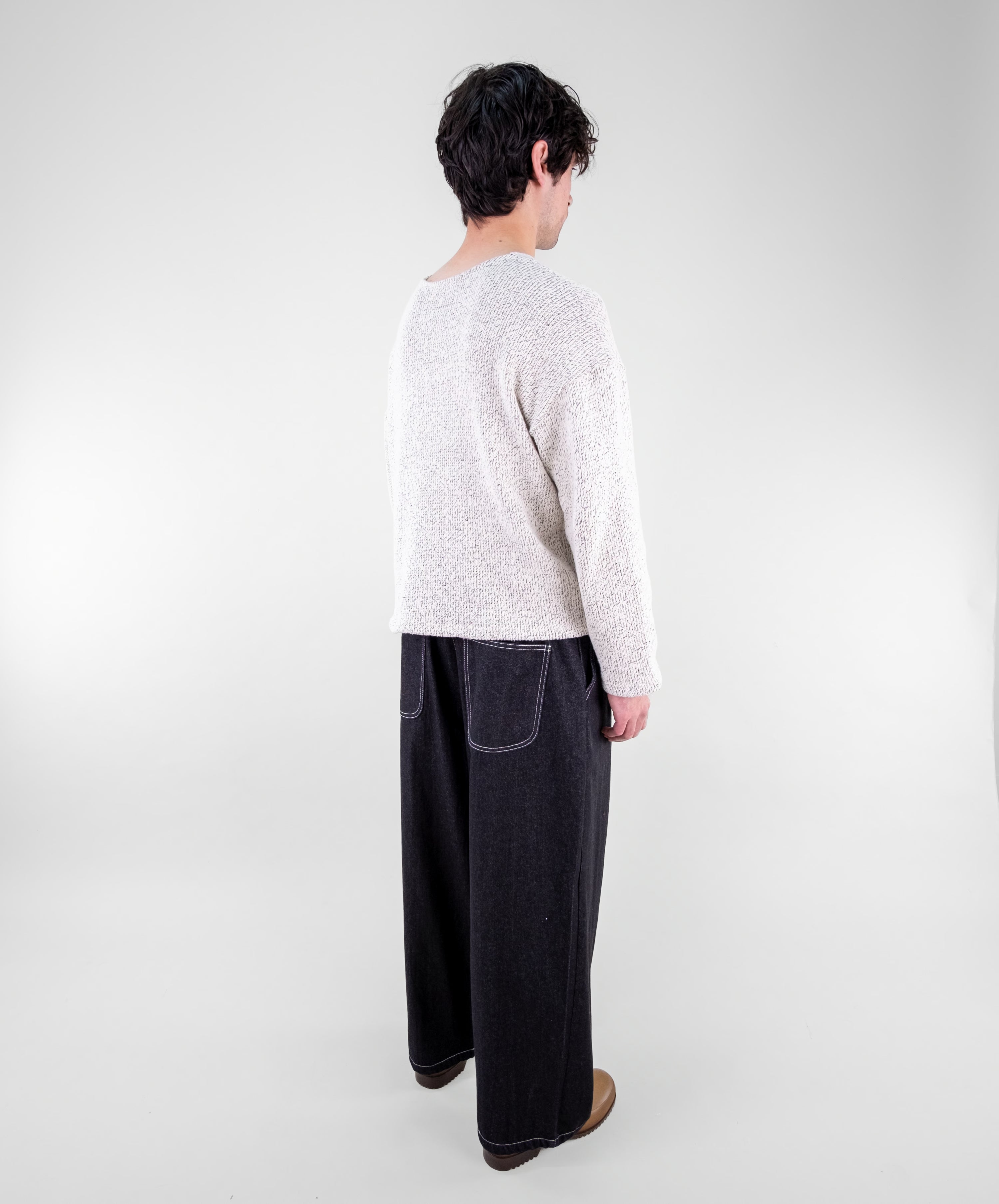 Denim Box Pleat Jeans