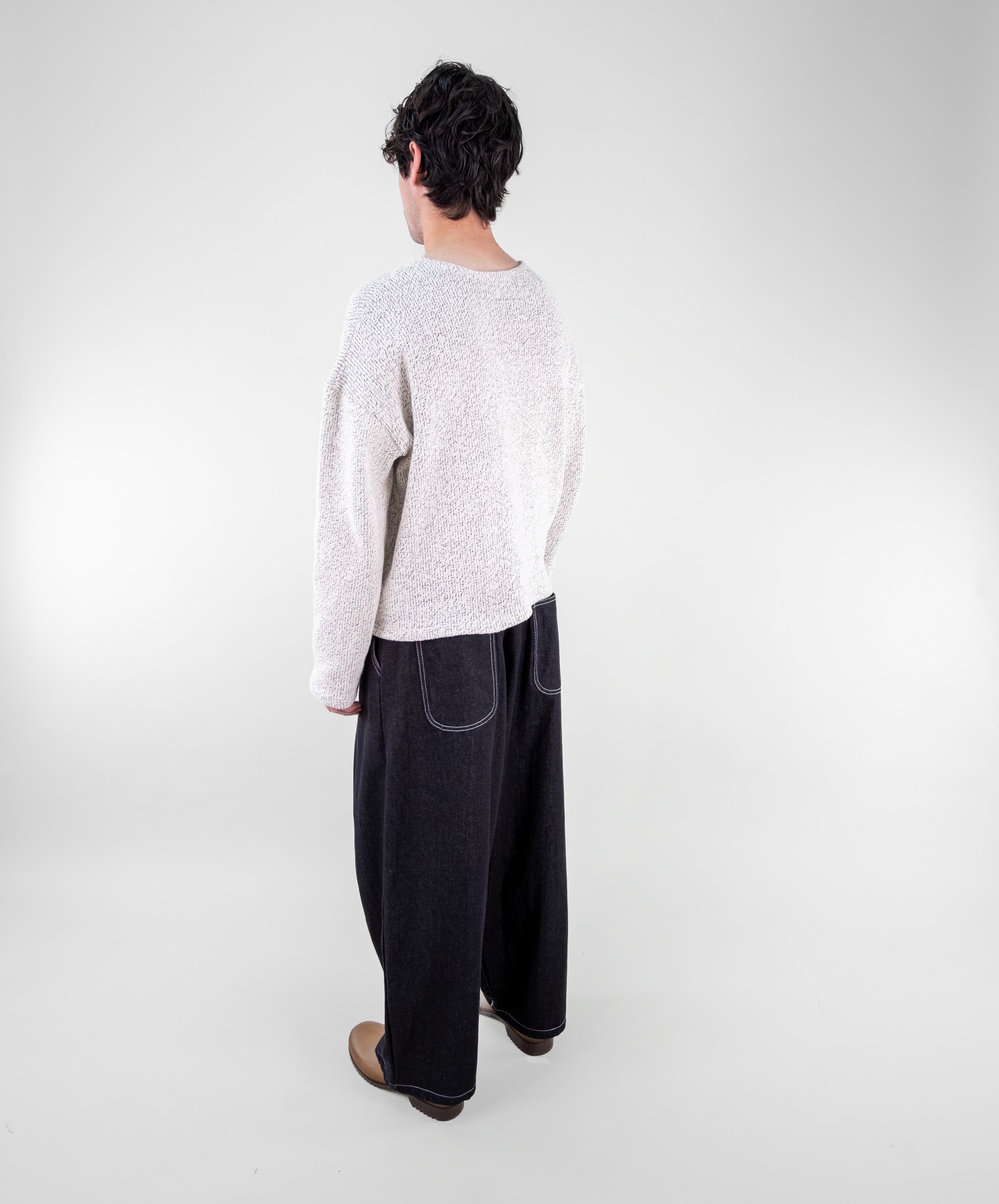 Denim Box Pleat Jeans