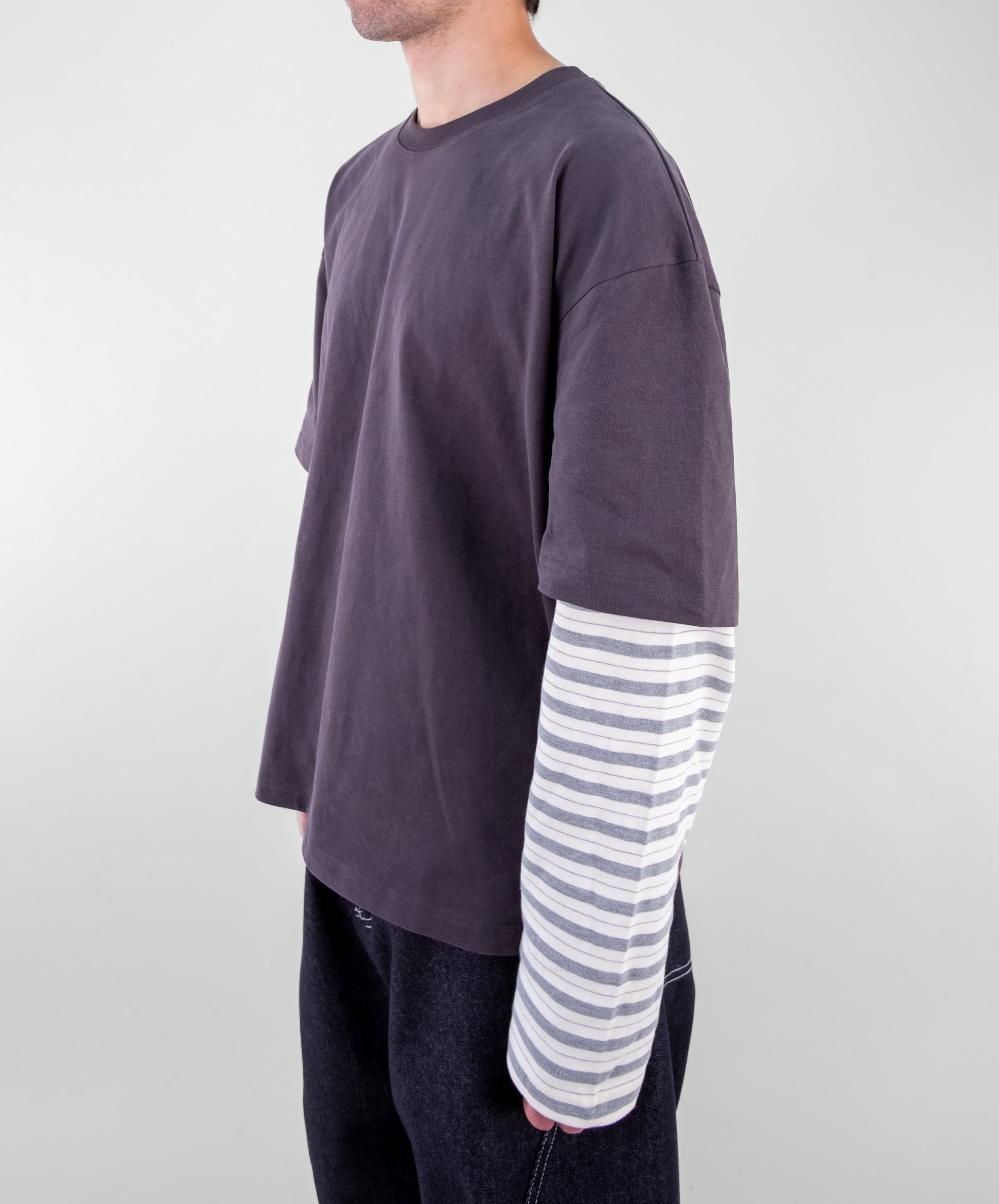 Layered Stripe Sleeve T-Shirt