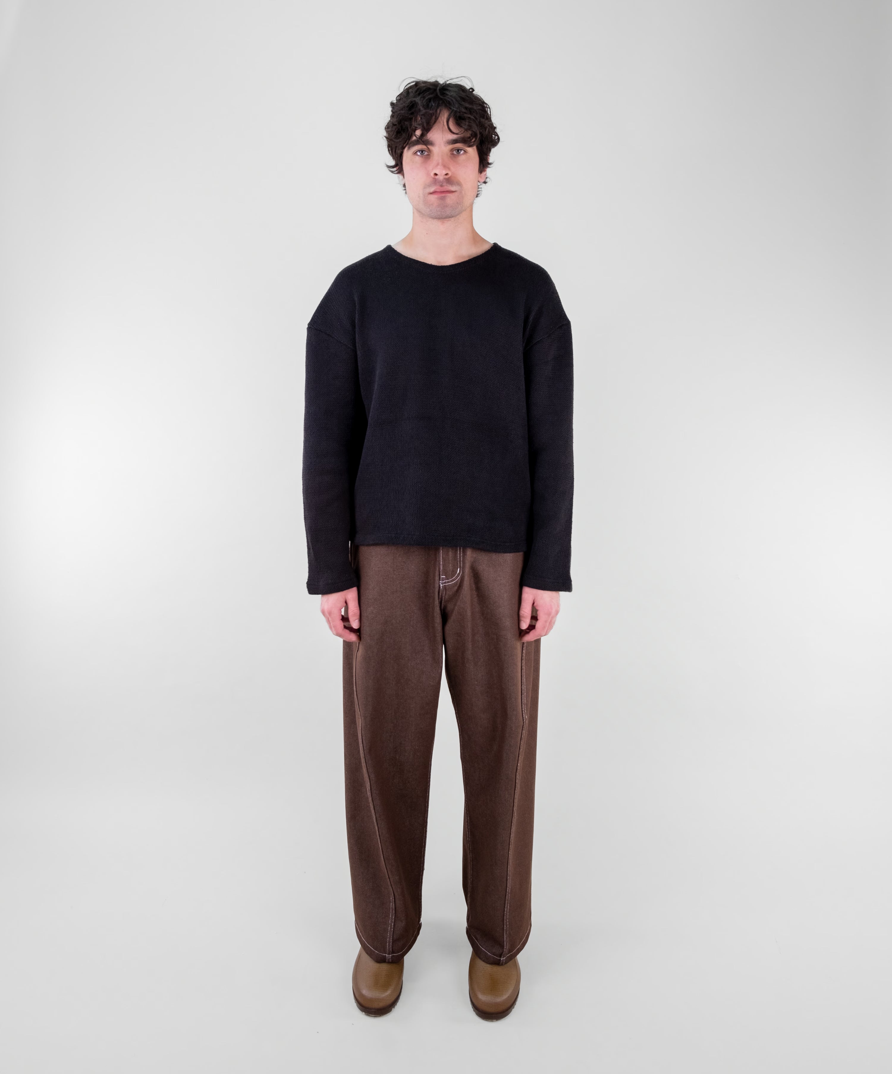 Dropped Shoulder Knit Sweater