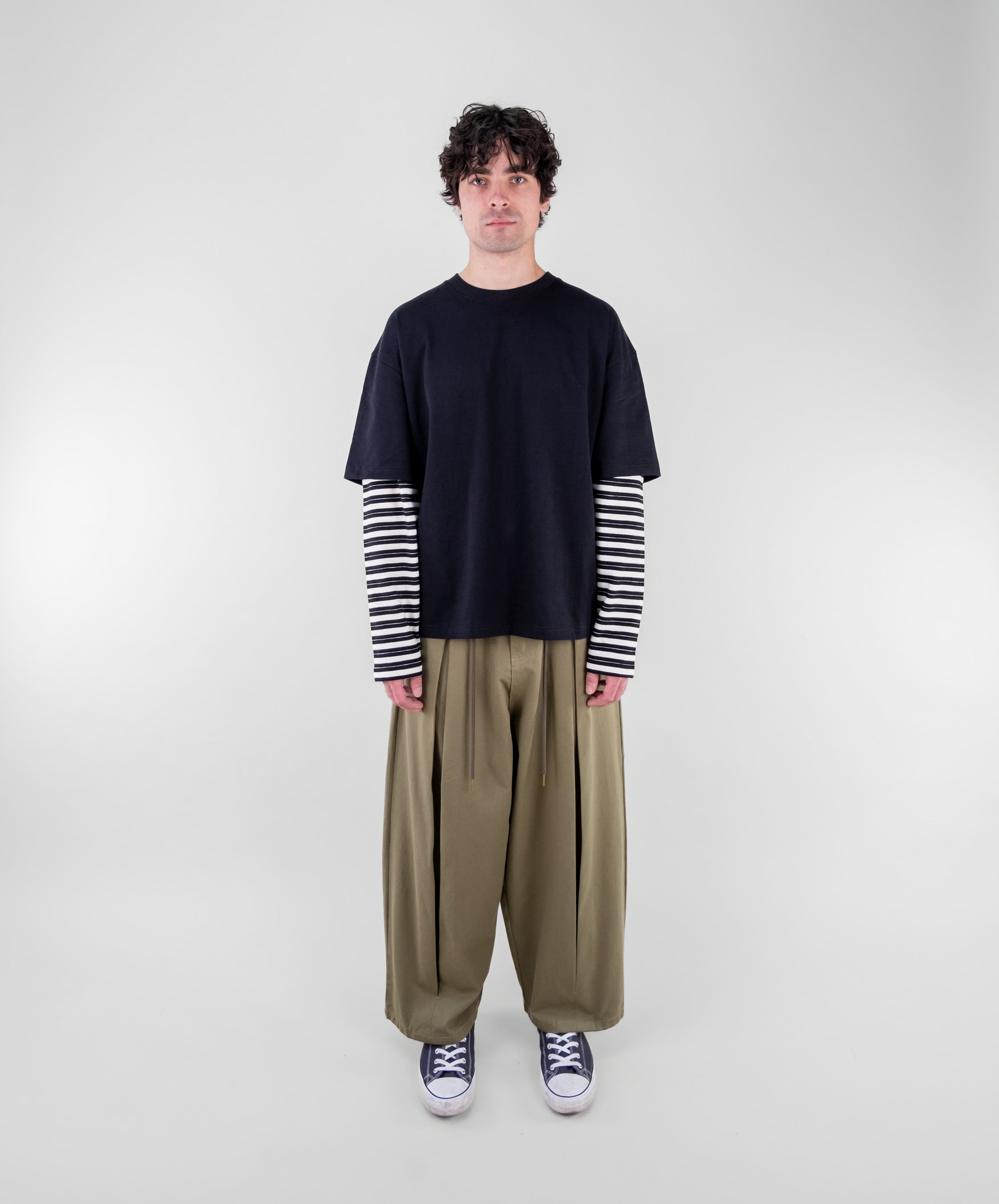Box Pleat Cotton Trousers