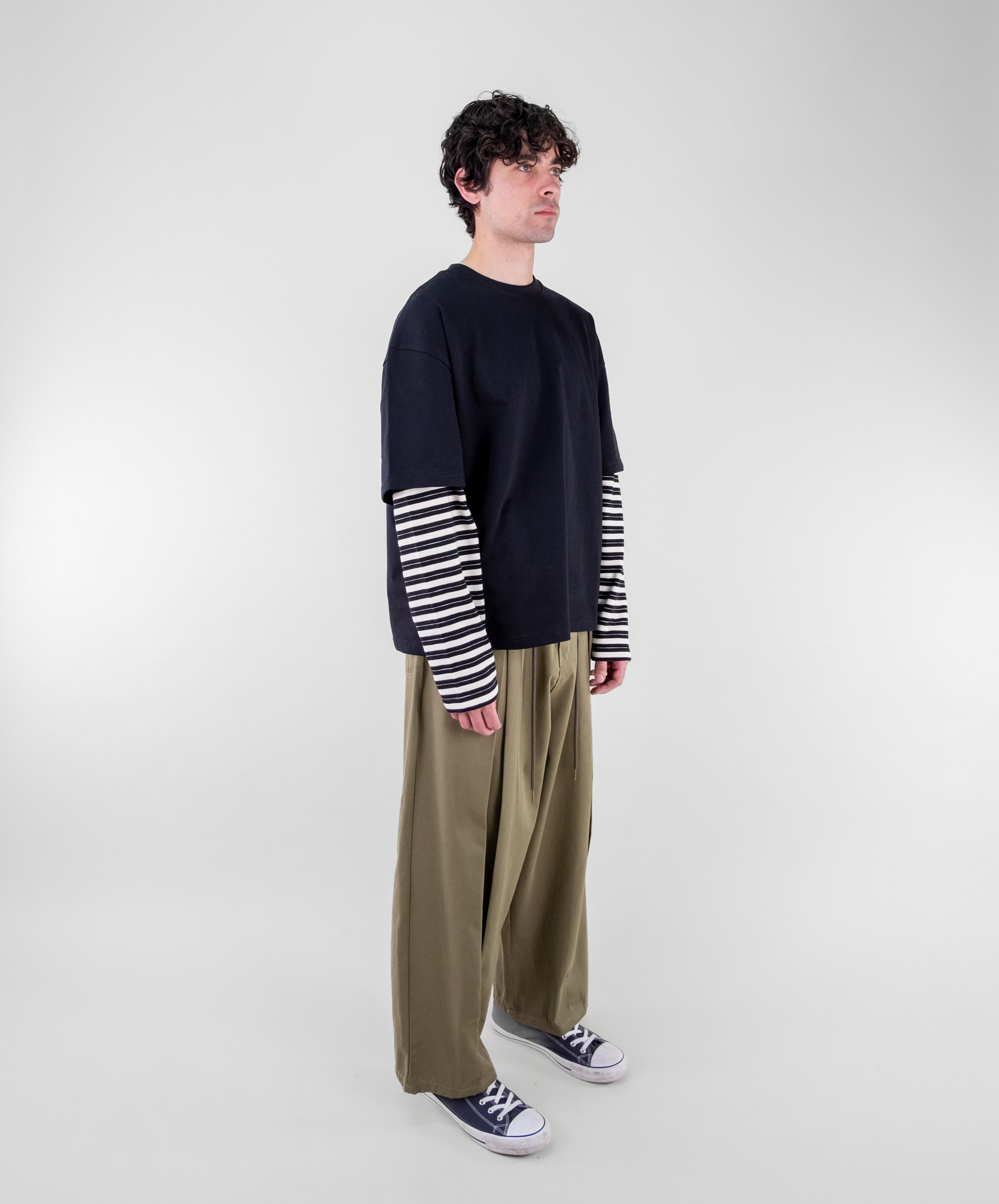 Box Pleat Cotton Trousers