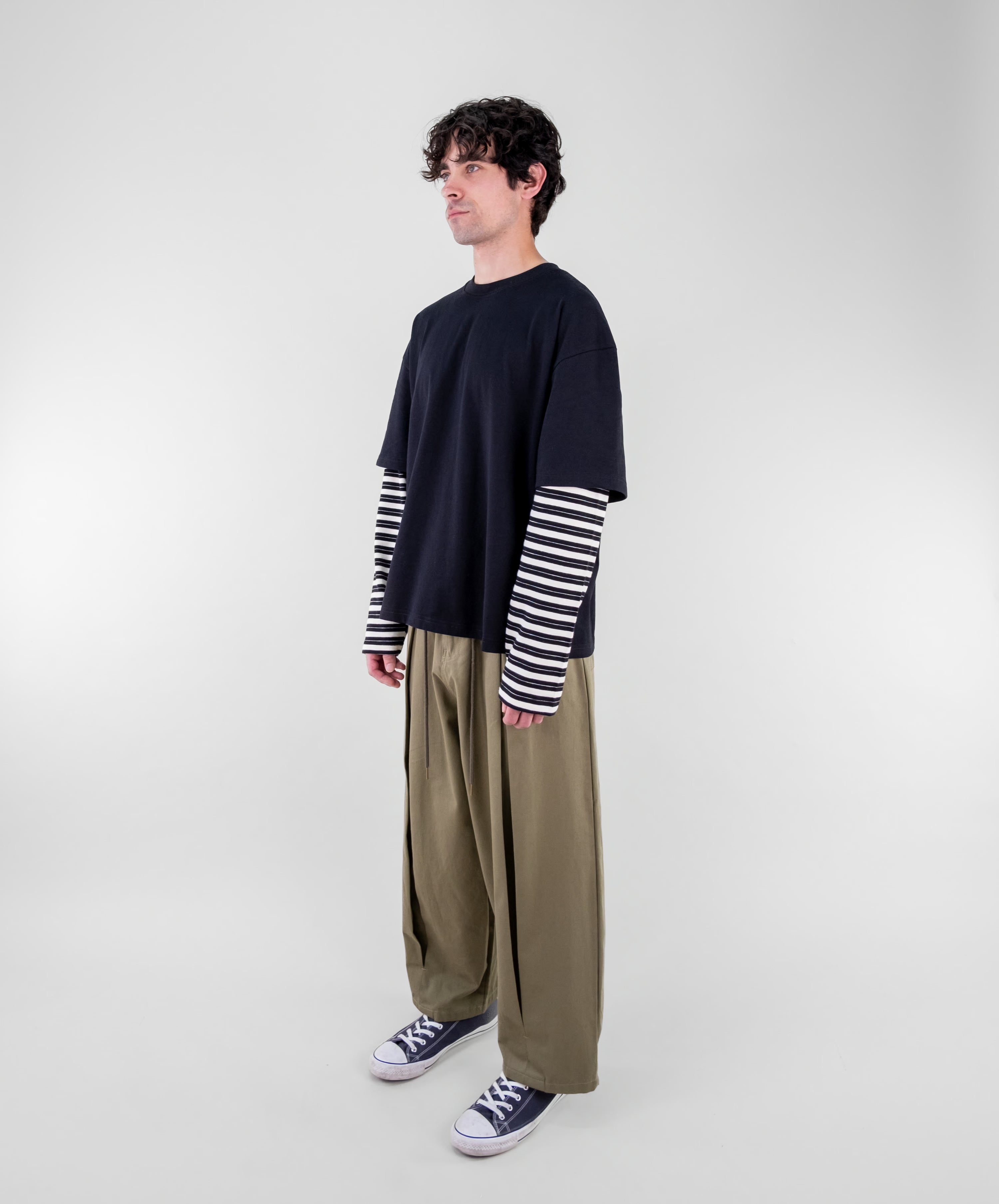 Box Pleat Cotton Trousers