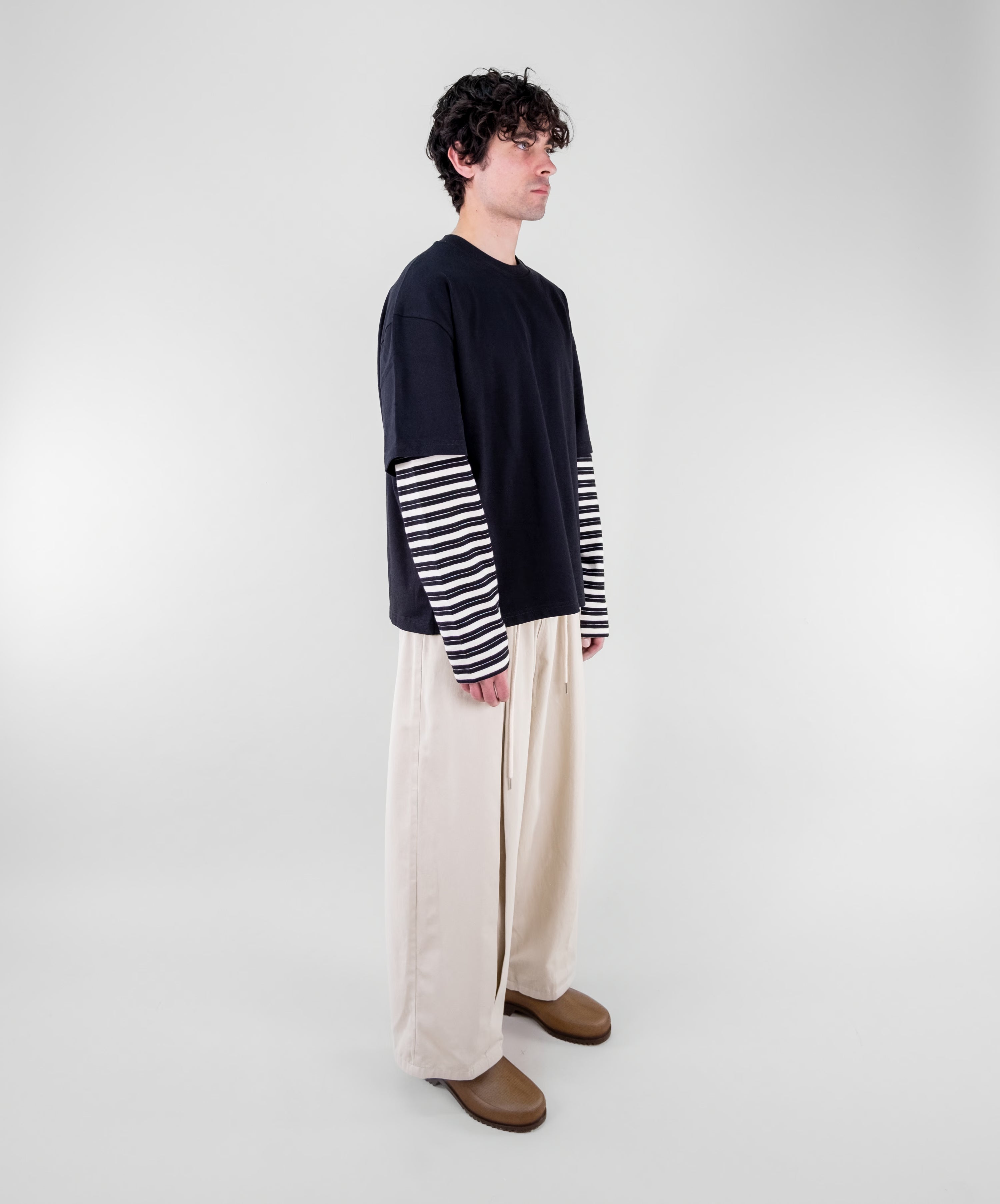 Layered Stripe Sleeve T-Shirt