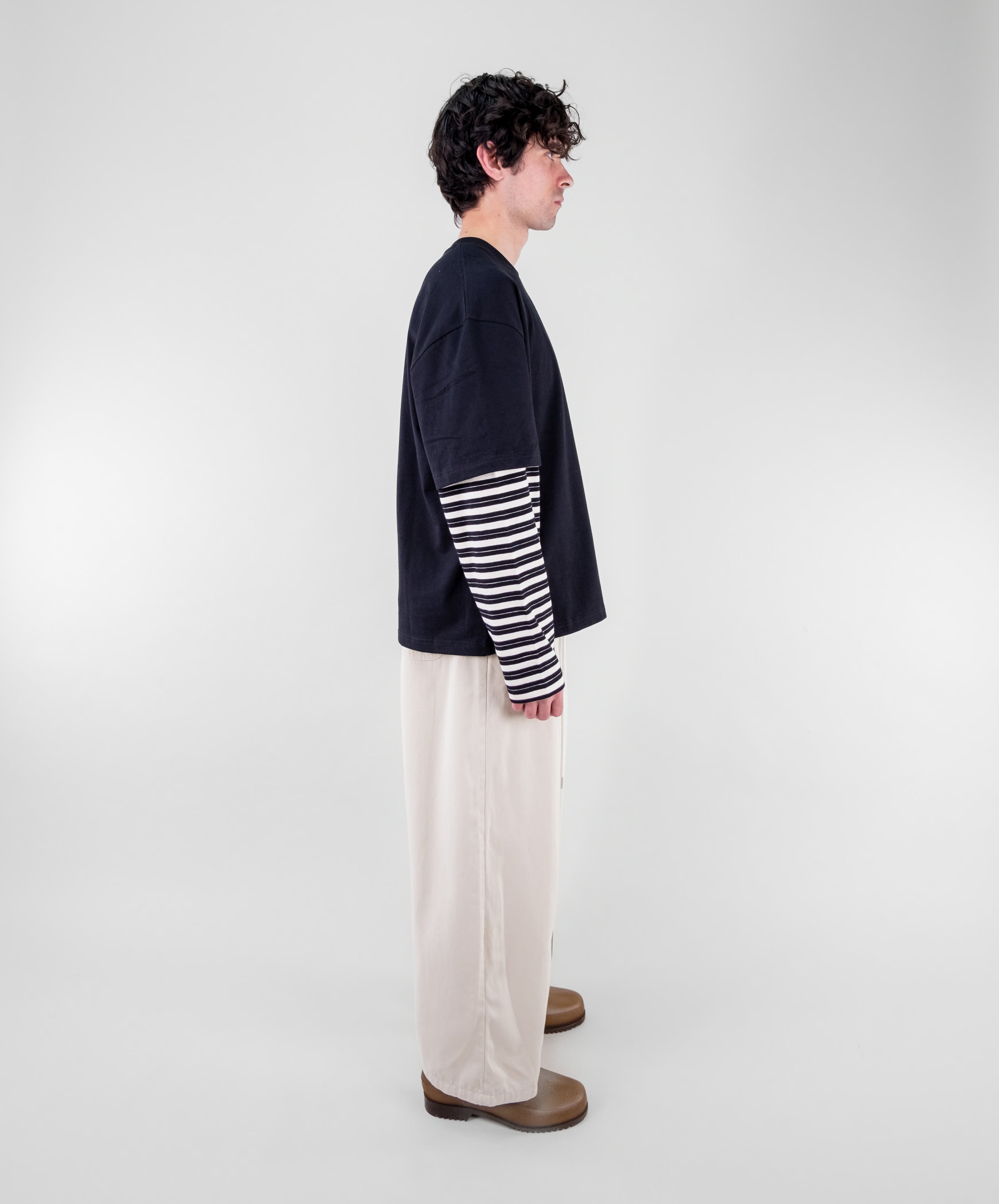 Layered Stripe Sleeve T-Shirt