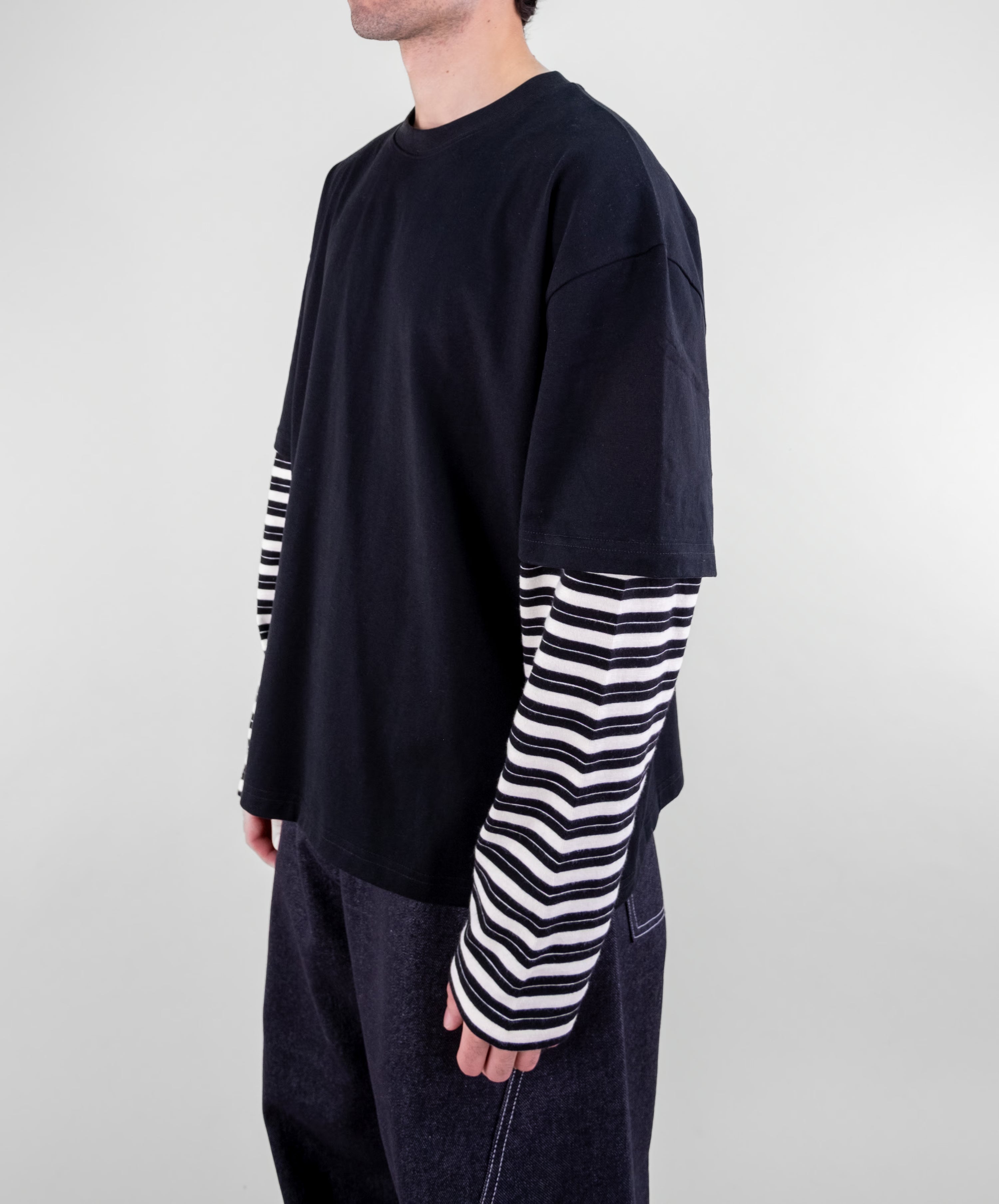 Layered Stripe Sleeve T-Shirt