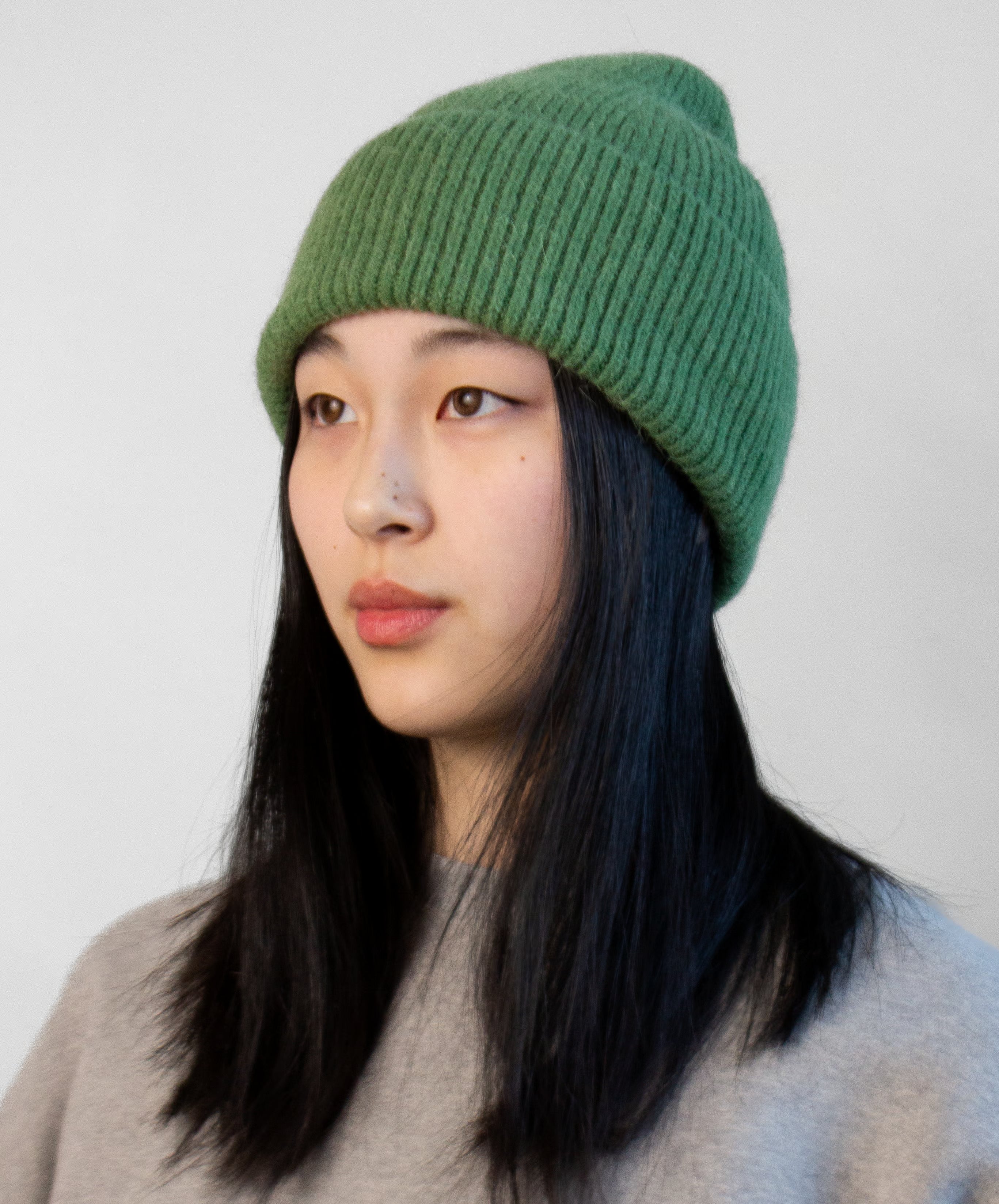 Angora knit beanie in a soft fluffy texture